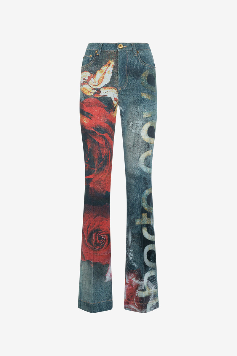 Garden Rose Print Jeans 1
