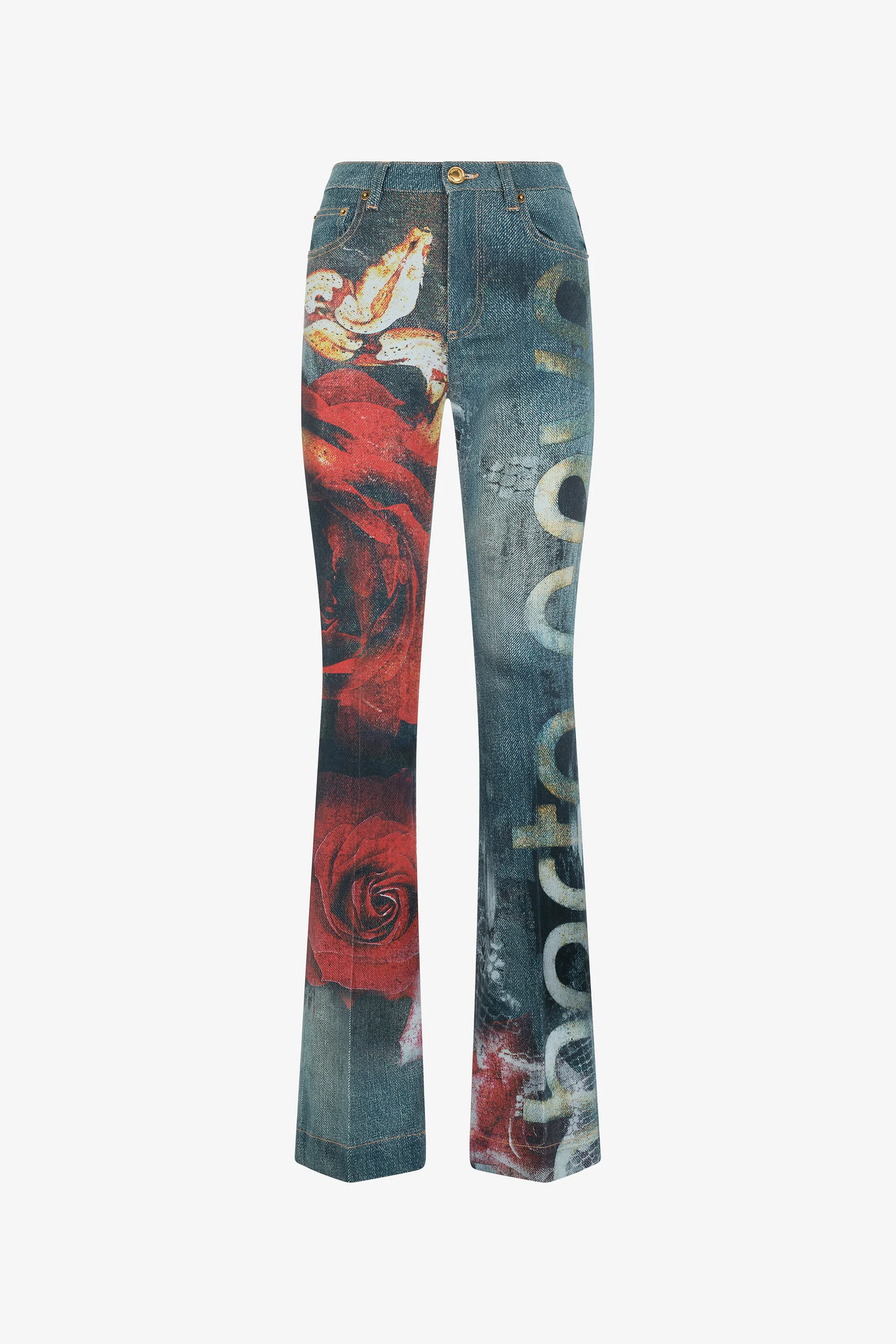 Garden Rose Print Jeans - 1