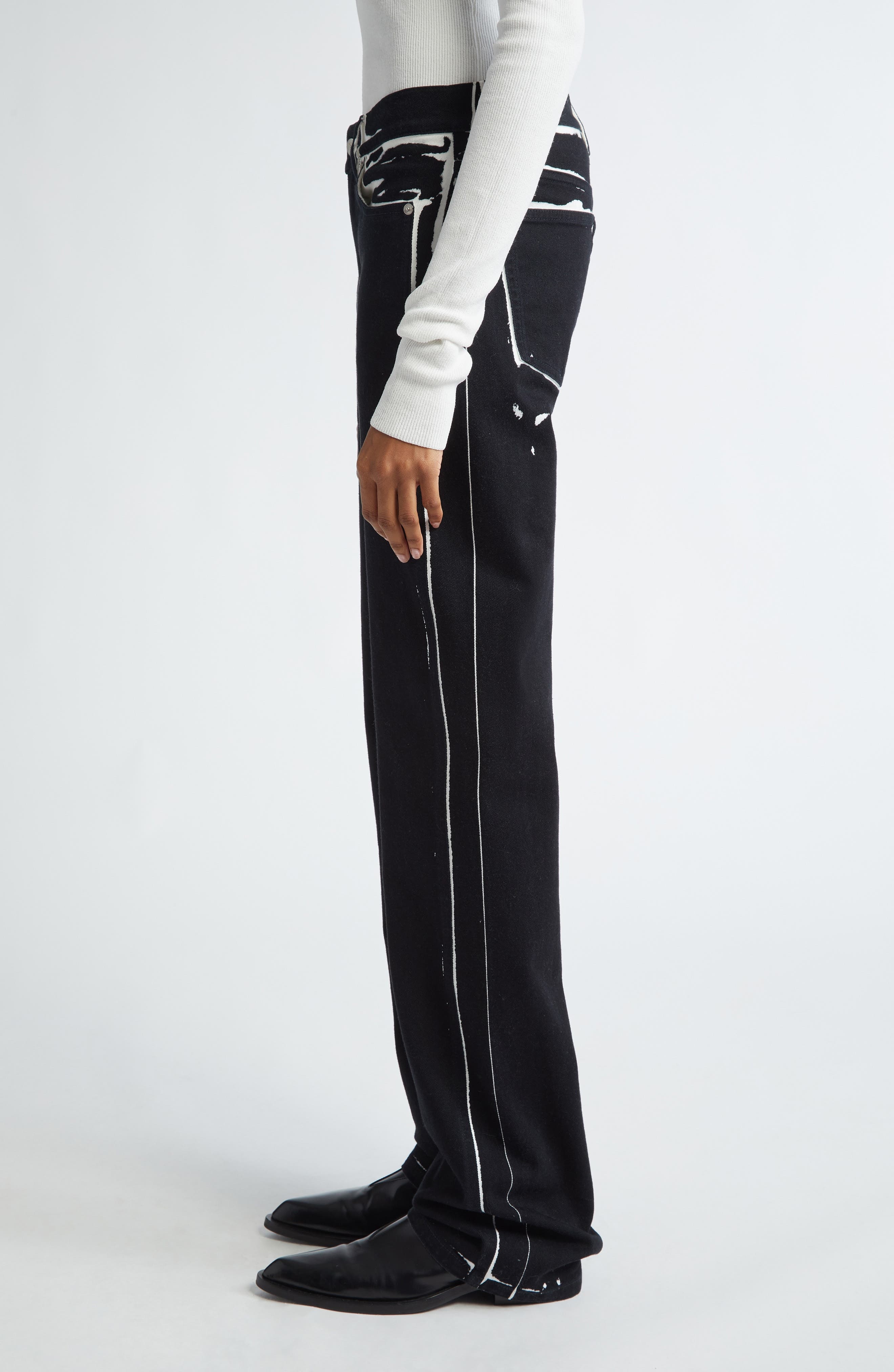 Proenza Schouler Ryman Two-Tone Jeans in Black Multi at Nordstrom - 4