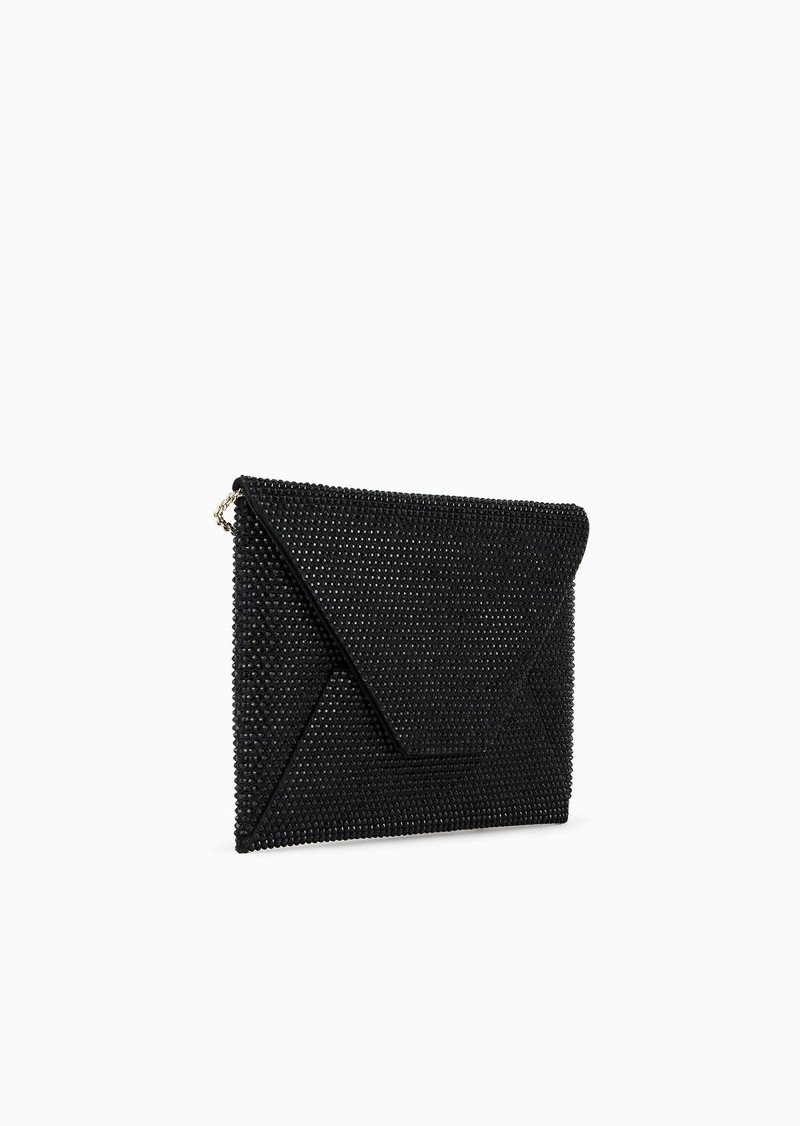 GIORGIO ARMANI Small satin and rhinestone clutch bag outlook