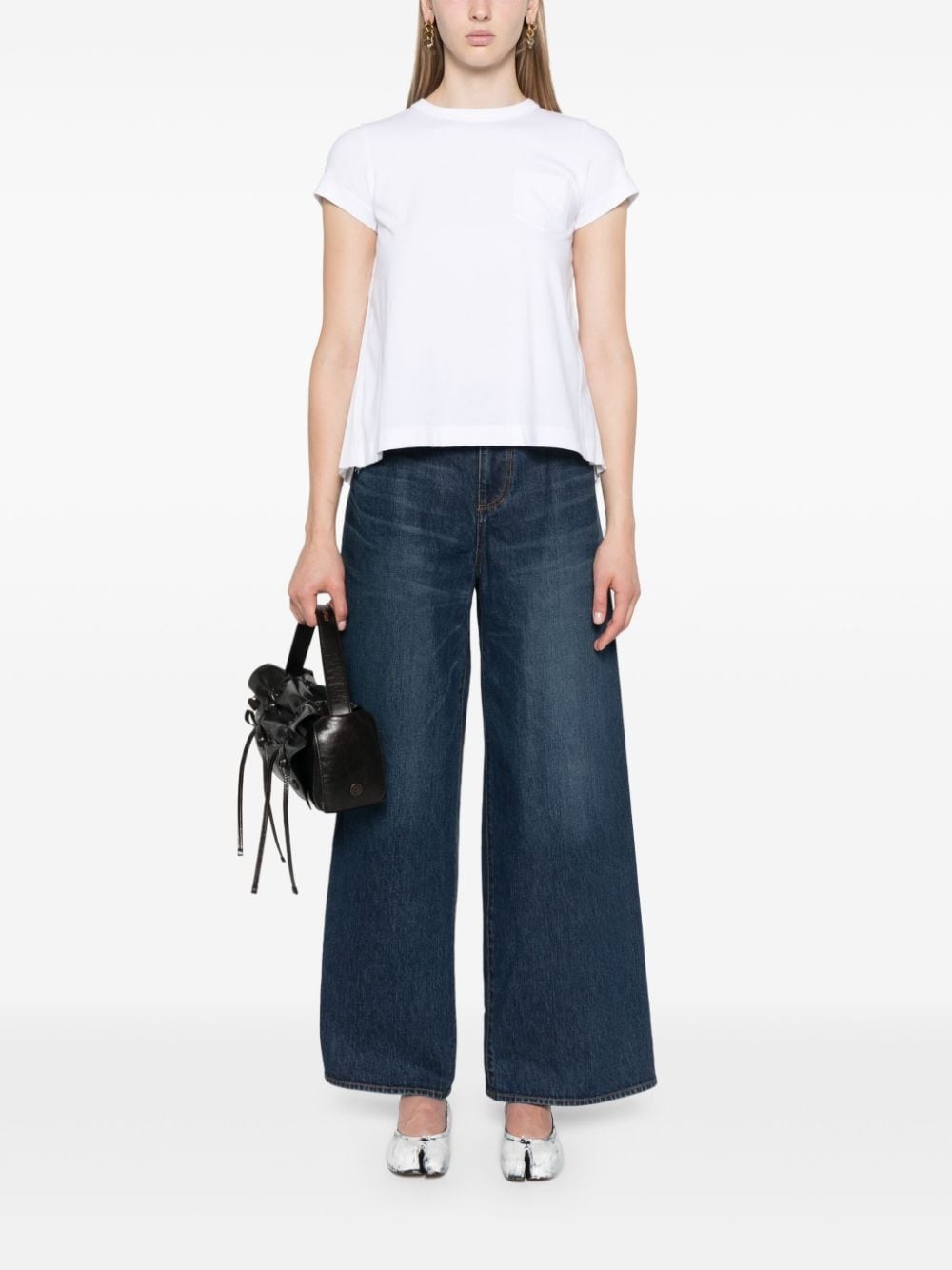 knife-pleats crew-neck T-shirt - 2