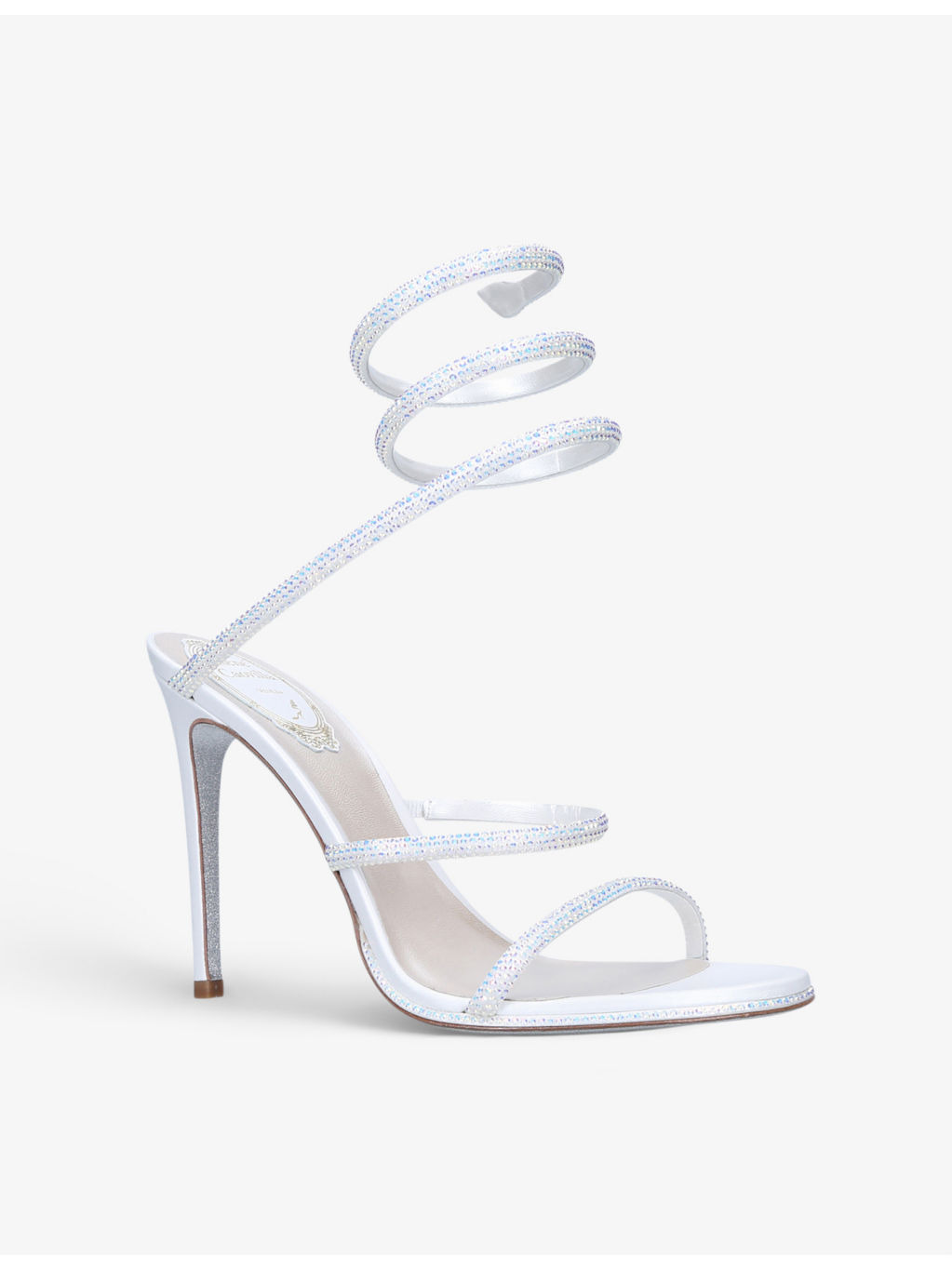 Cleo crystal-embellished leather heeled sandals - 3