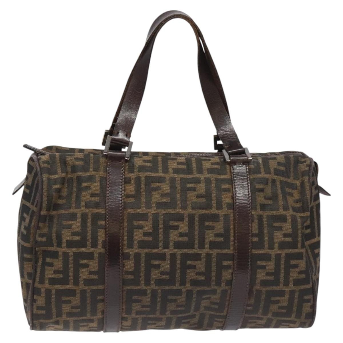 FENDI Zucca Canvas Hand Bag Brown Black - 2