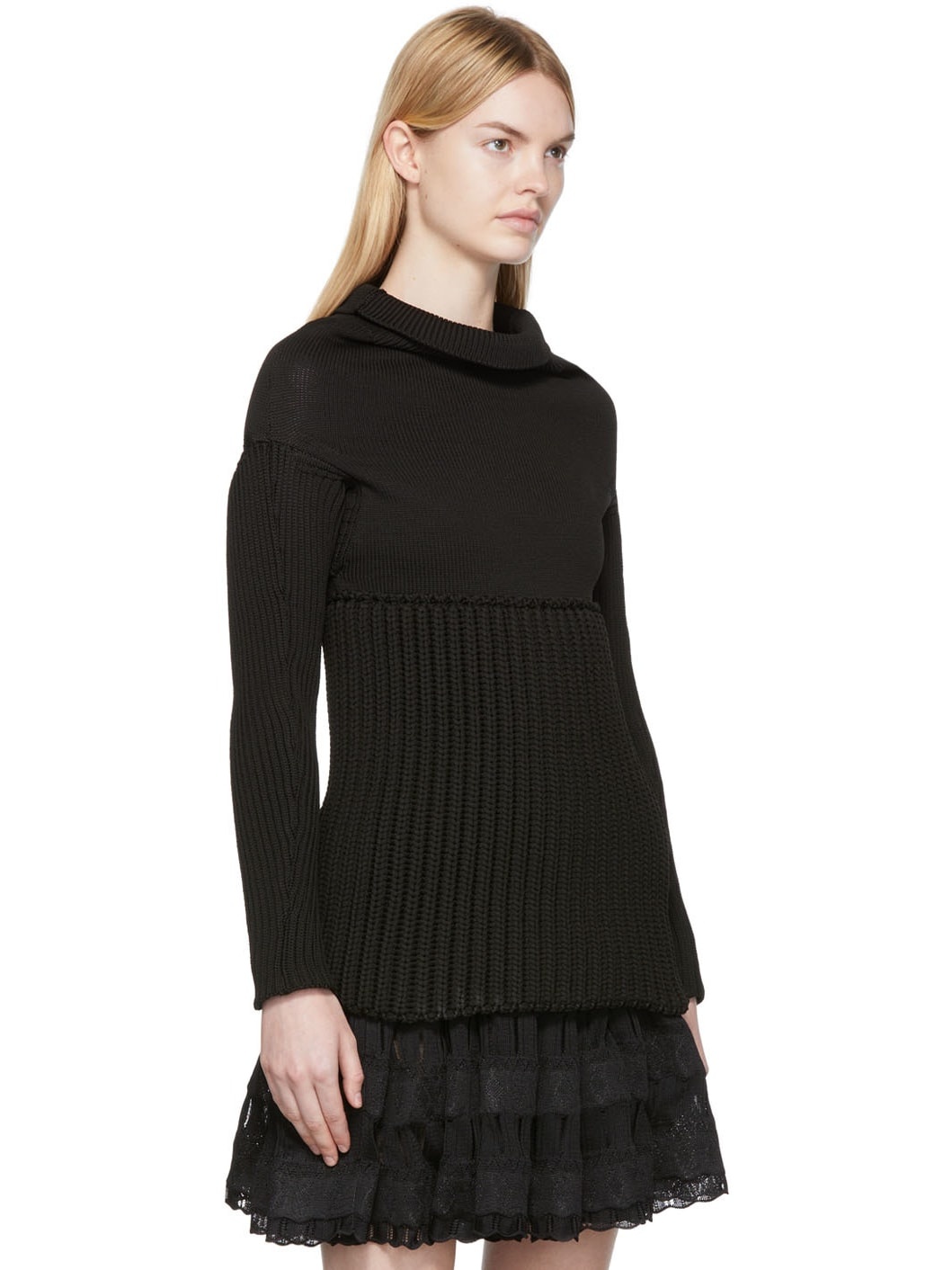 Black Off-Shoulder Sweater - 2