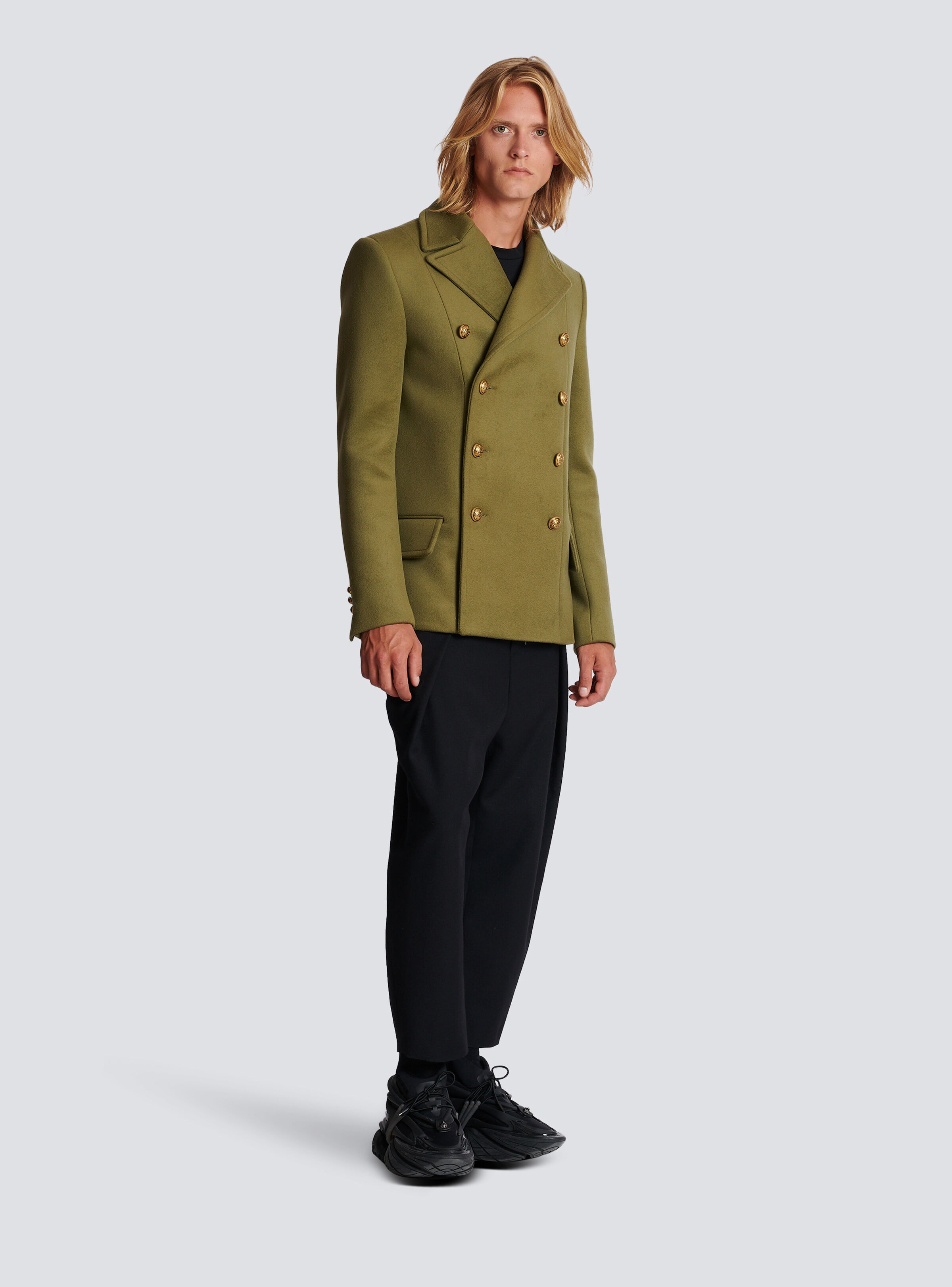 Double-breasted wool pea coat - 3
