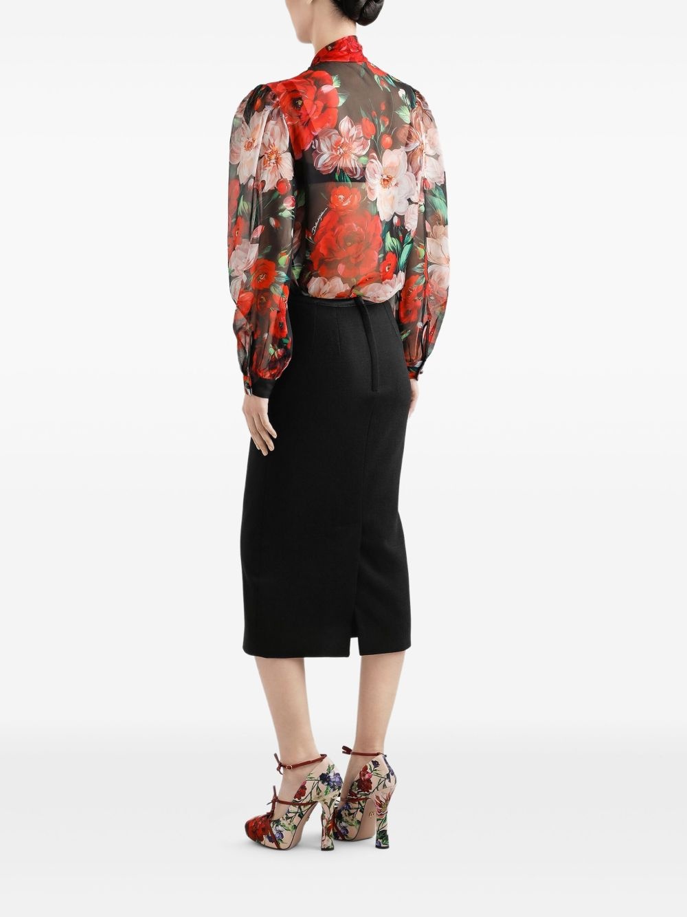 Rose-print chiffon blouse - 3