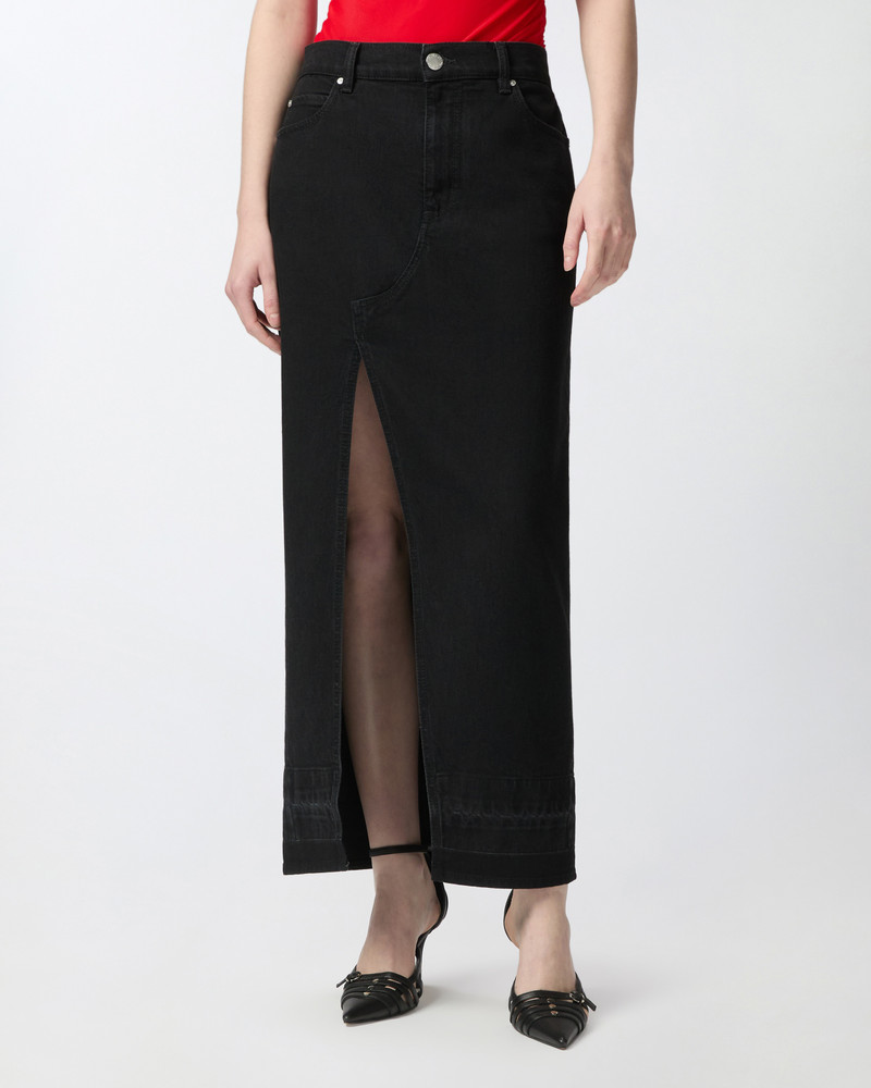 LONG SKIRT IN BLACK DENIM WITH SLIT 3