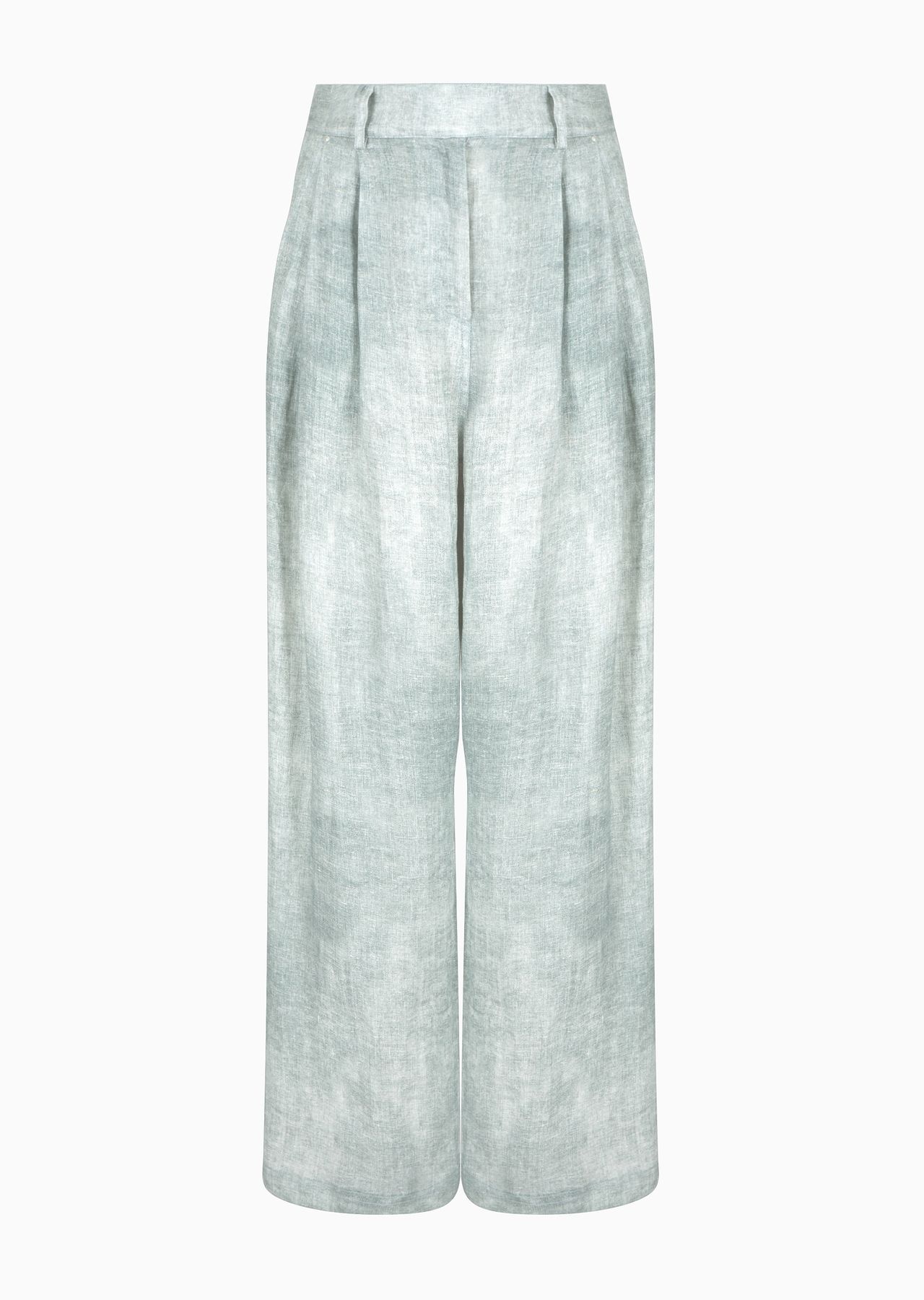 Denim-effect linen two-dart trousers - 1