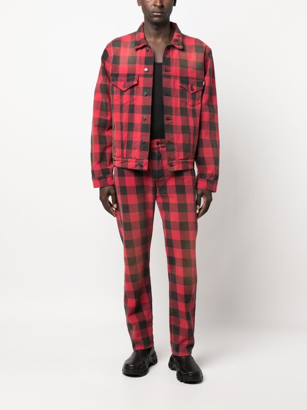 check-pattern cotton shirt jacket - 2