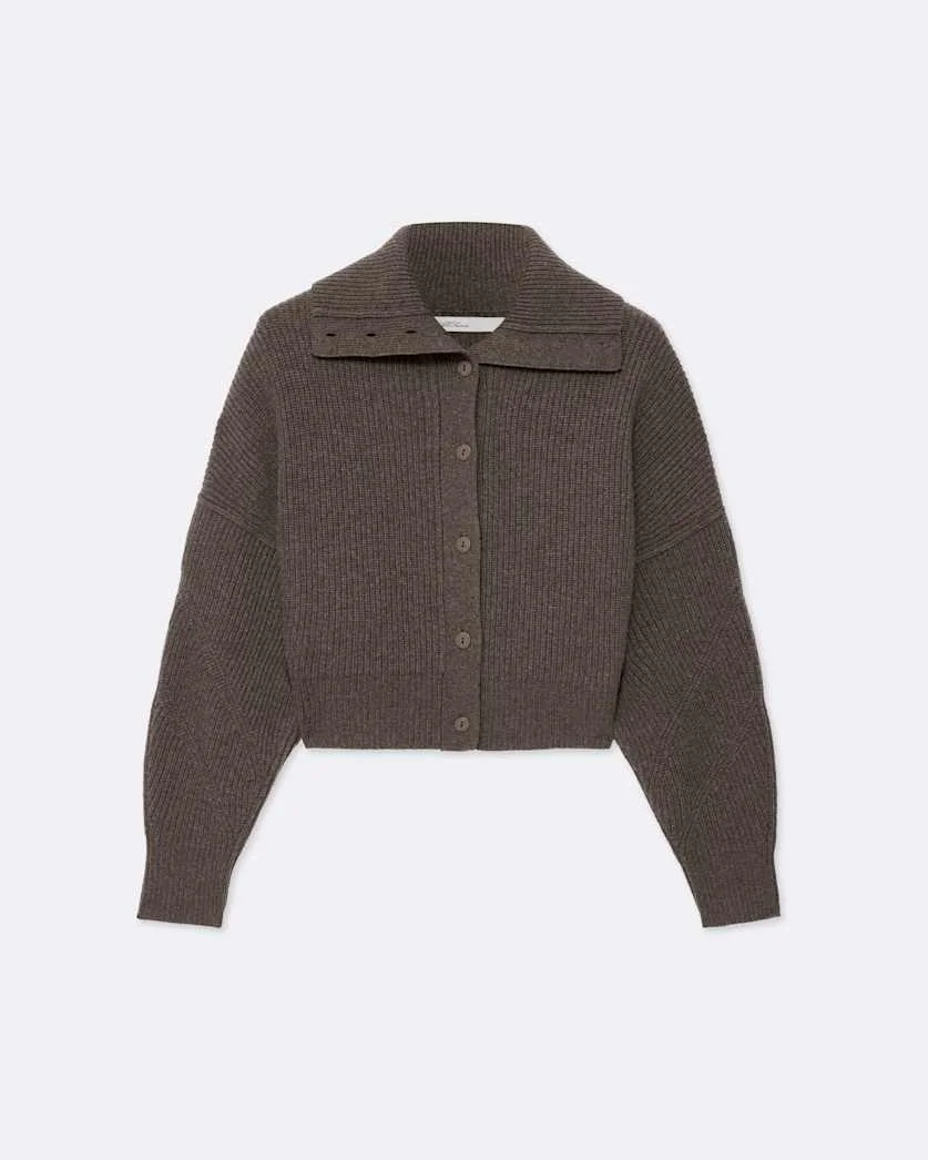 CARON CROPPED MERINO WOOL CARDIGAN - 1