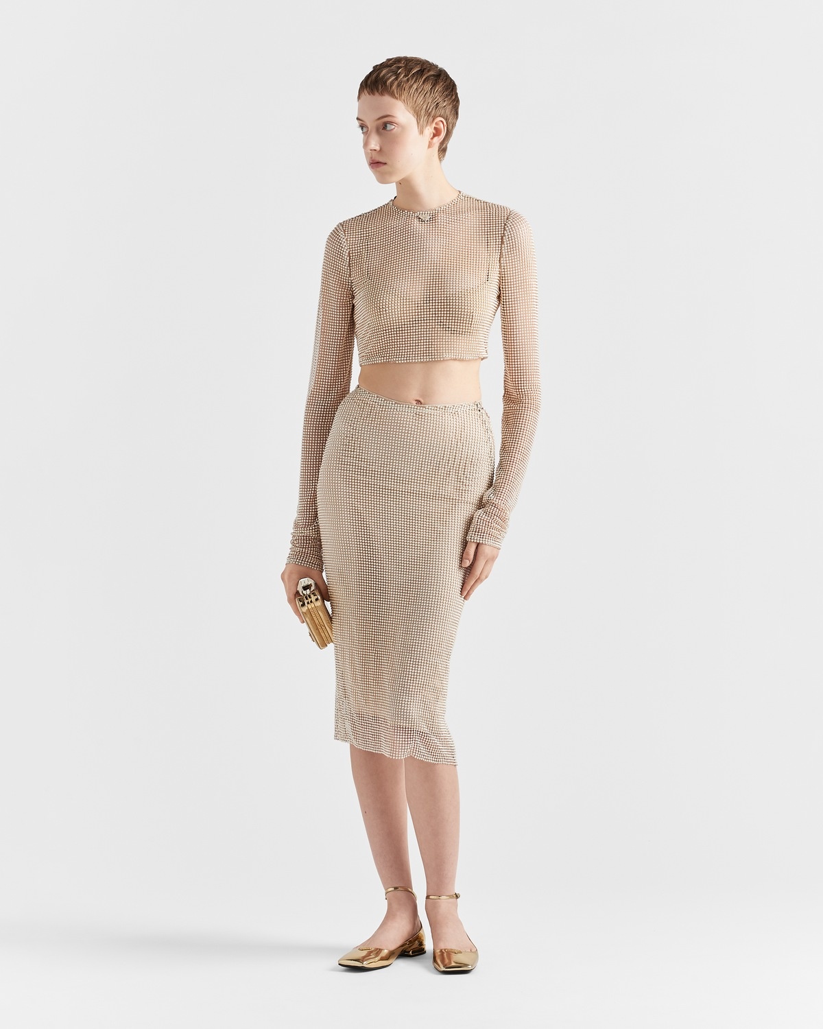 Mesh top with embroidered pearls - 2