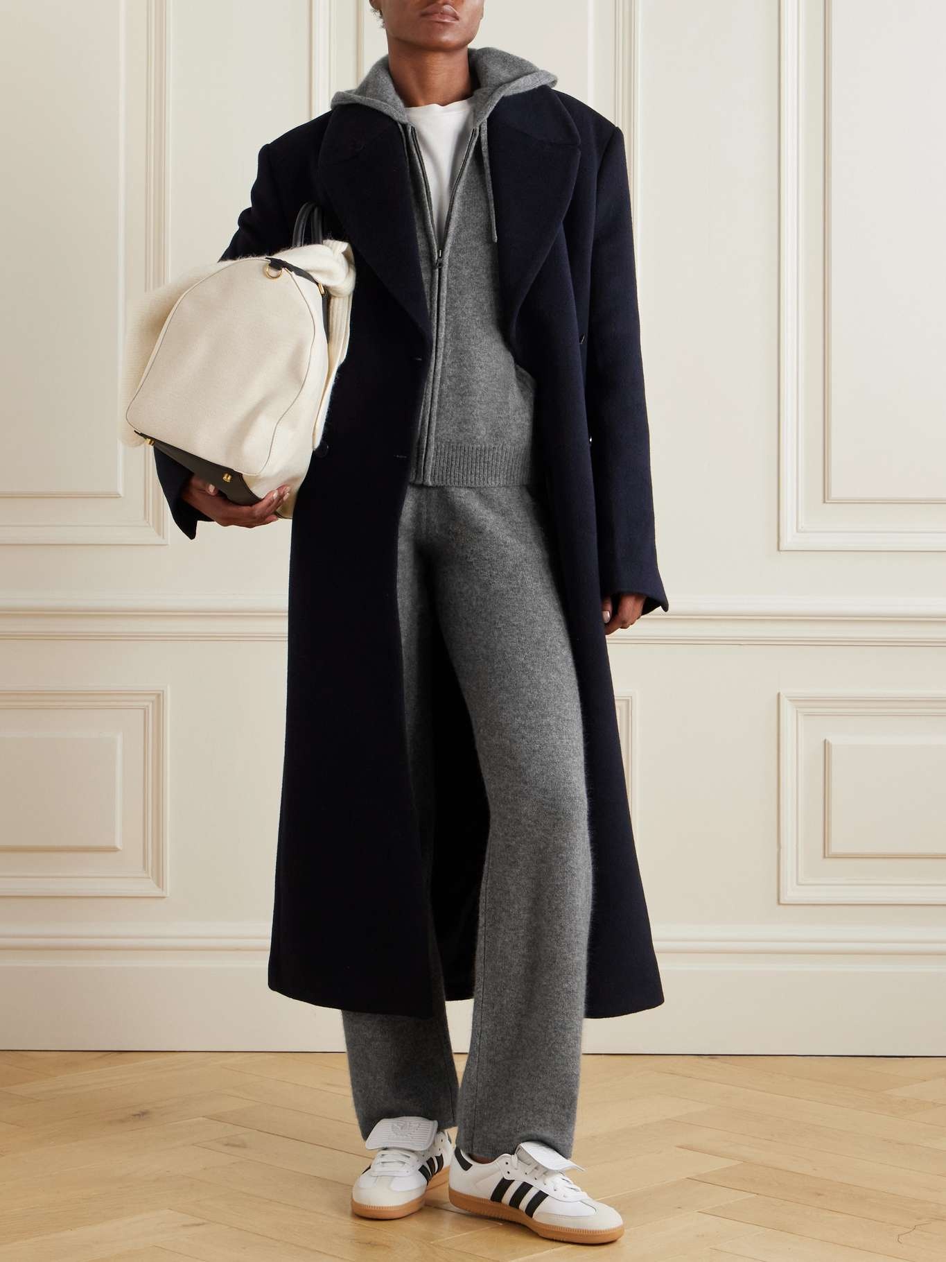 Ivy League cashmere and wool-blend wide-leg pants Gray - 2