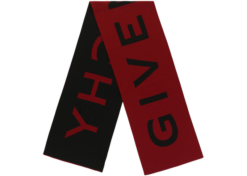 Givenchy Givenchy Jacquard Logo Scarf Red Black outlook