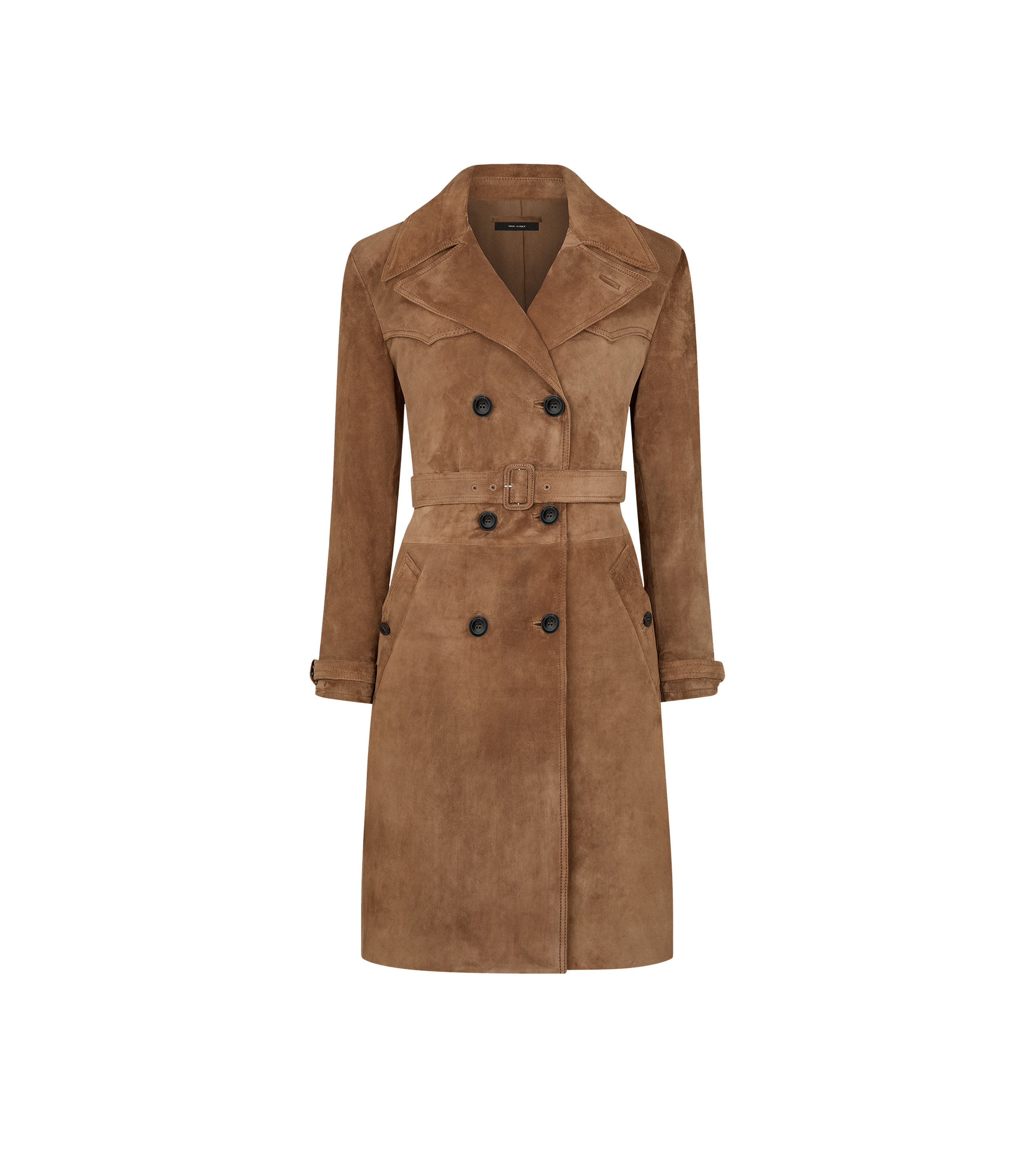 CASHMERE SUEDE DOUBLE BREASTED TRENCH COAT - 1