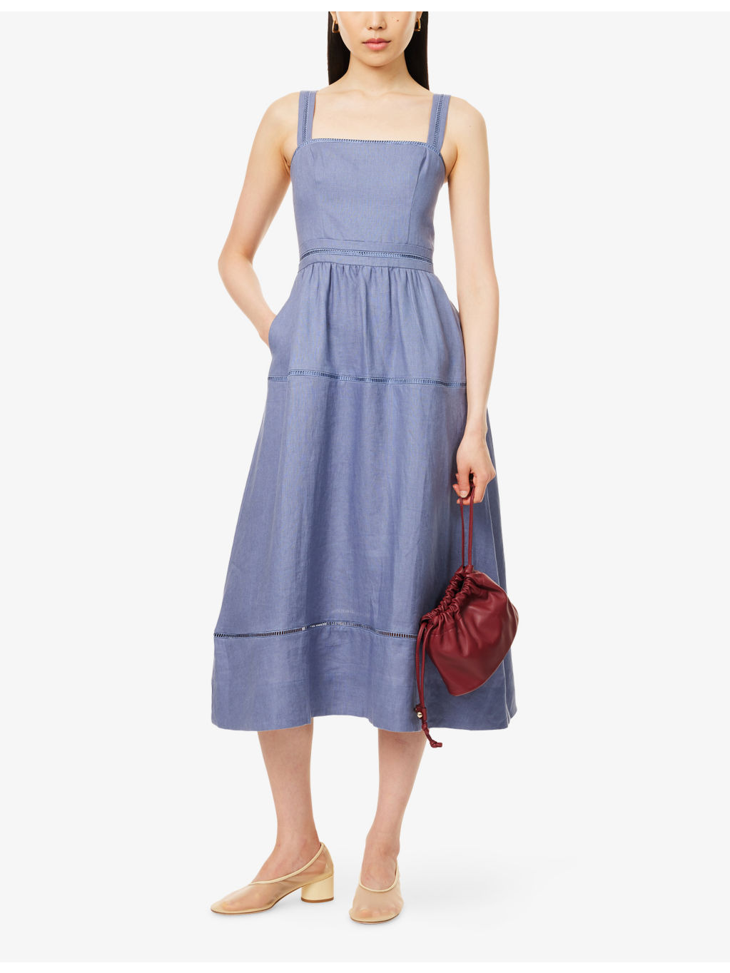 Everett Square-Neck Linen Midi Dress - 2