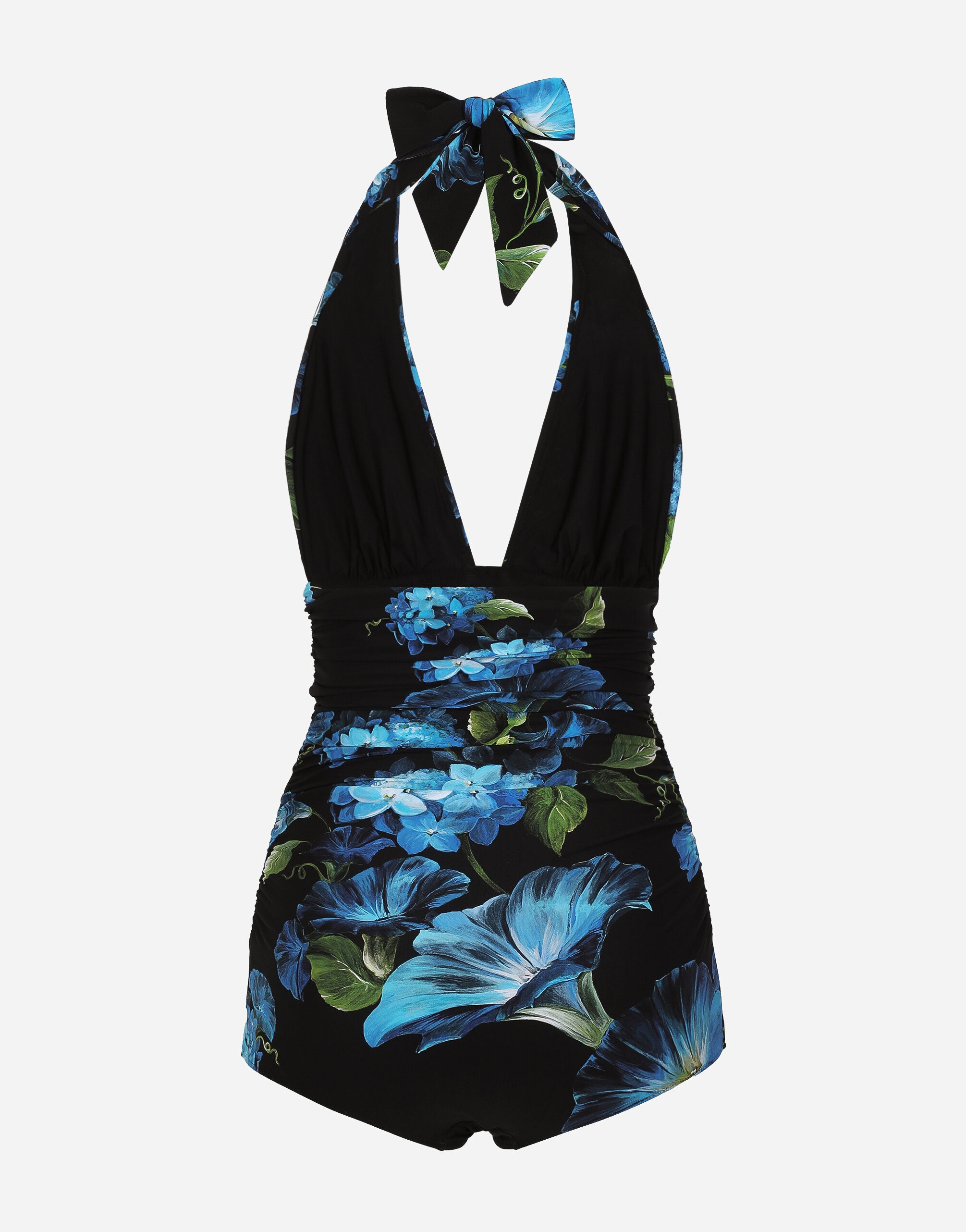 One-piece swimsuit with plunging neckline and bluebell print - 2