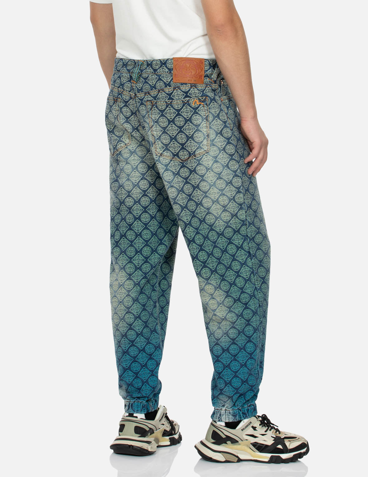 ALLOVER KAMON JACQUARD RELAX FIT DENIM JOGGERS - 8