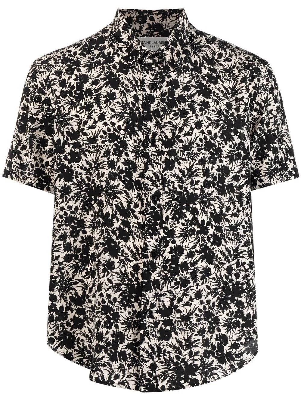 floral short-sleeved silk shirt - 1