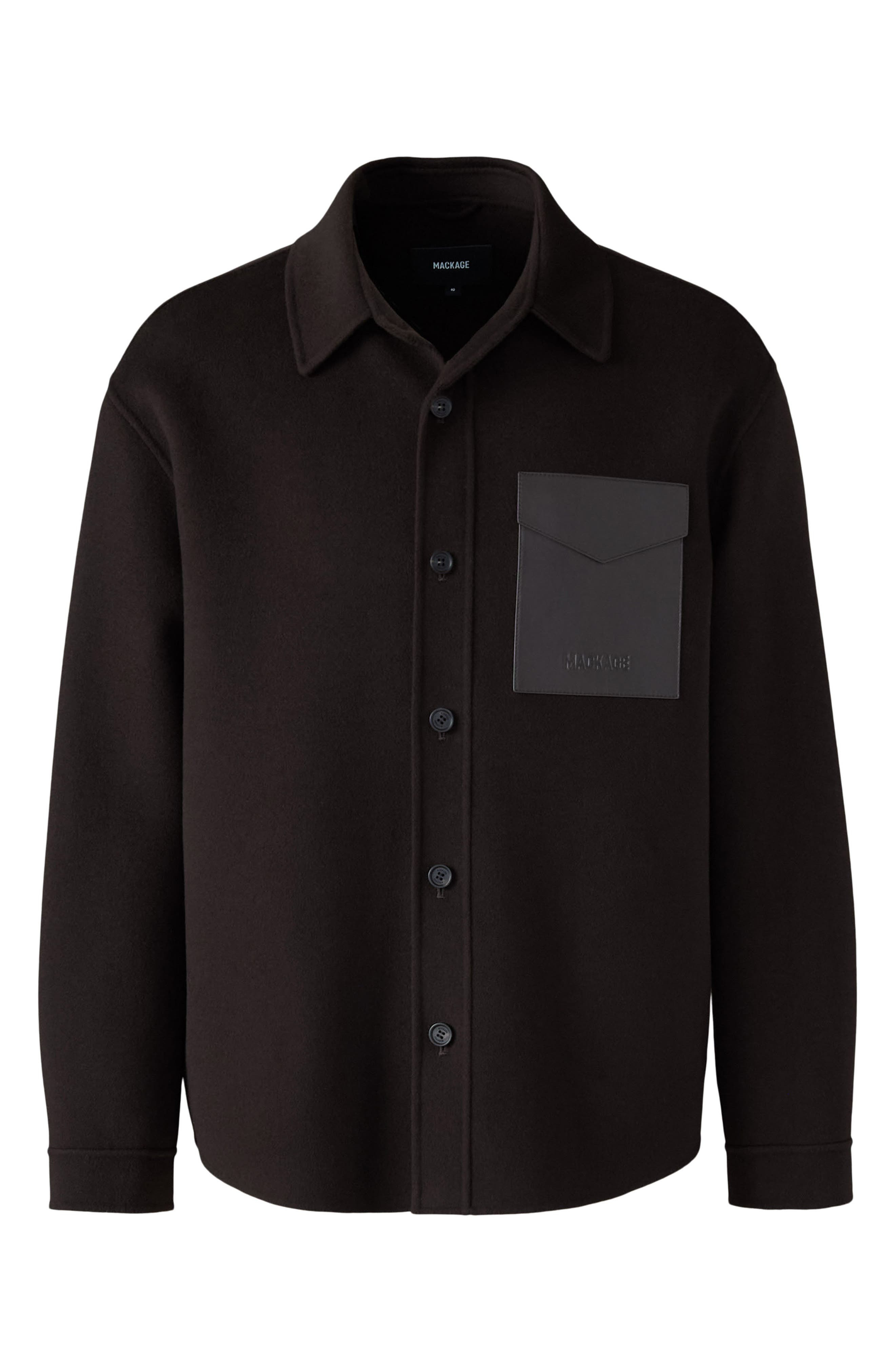 Mackage Emmanuel Double Face Wool Overshirt in Coffee at Nordstrom - 5