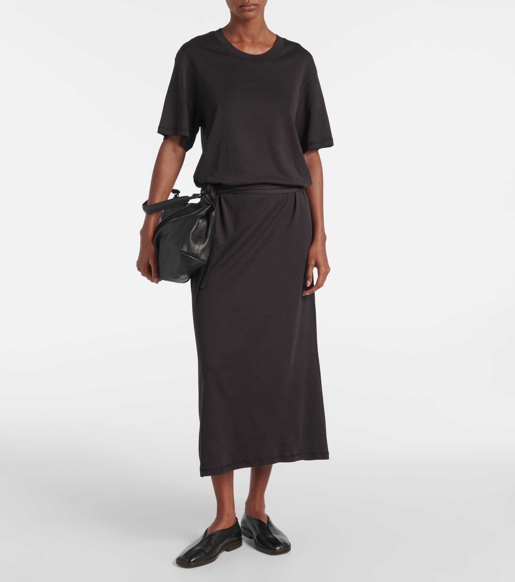 Belted cotton jersey midi dress - 2