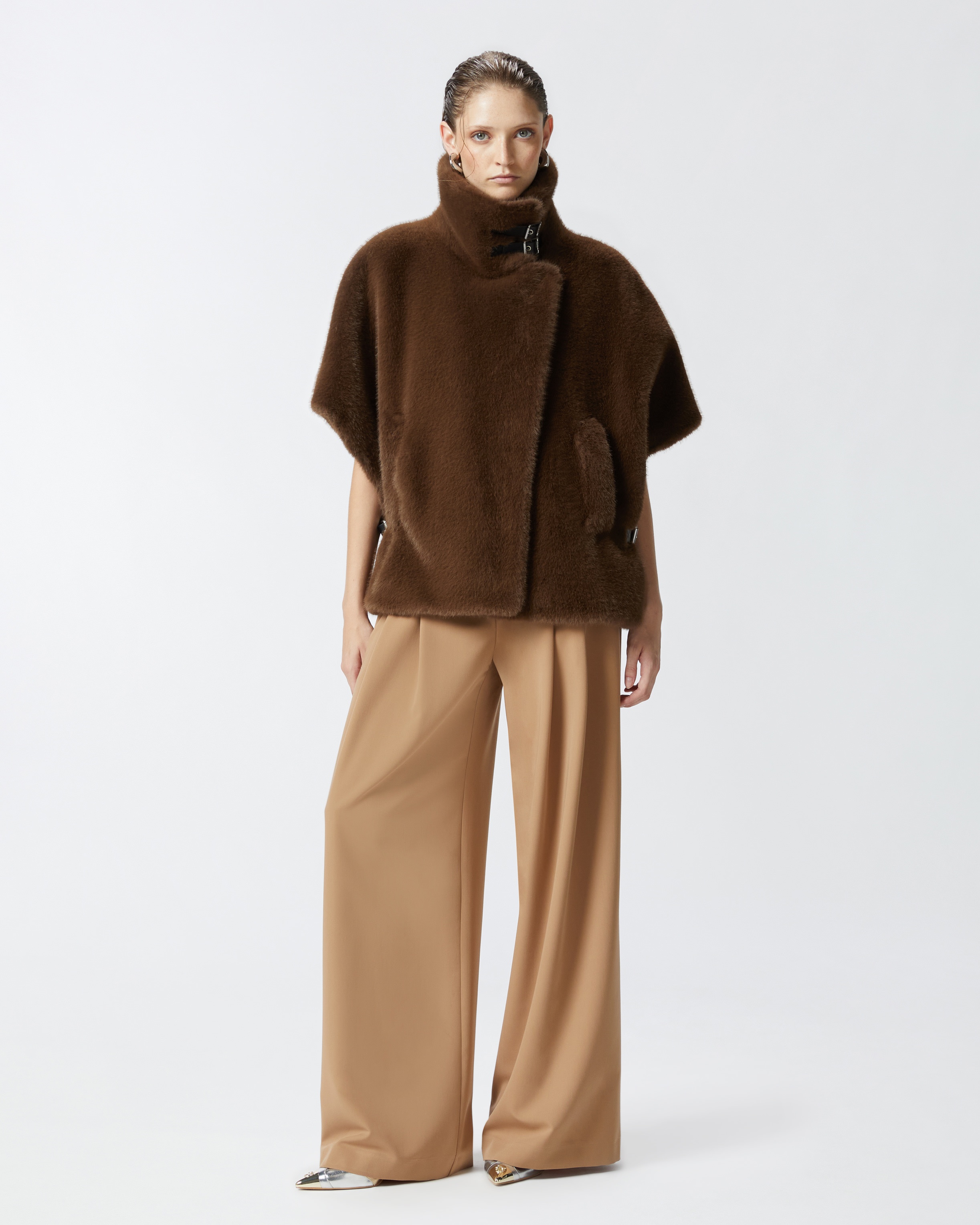 CAPE COAT IN MINK-EFFECT FAUX FUR - 3
