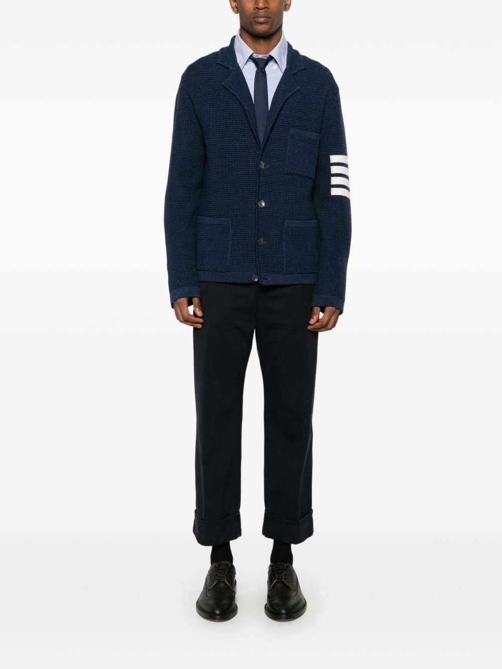 notched-lapels drop-shoulder cardigan - 2