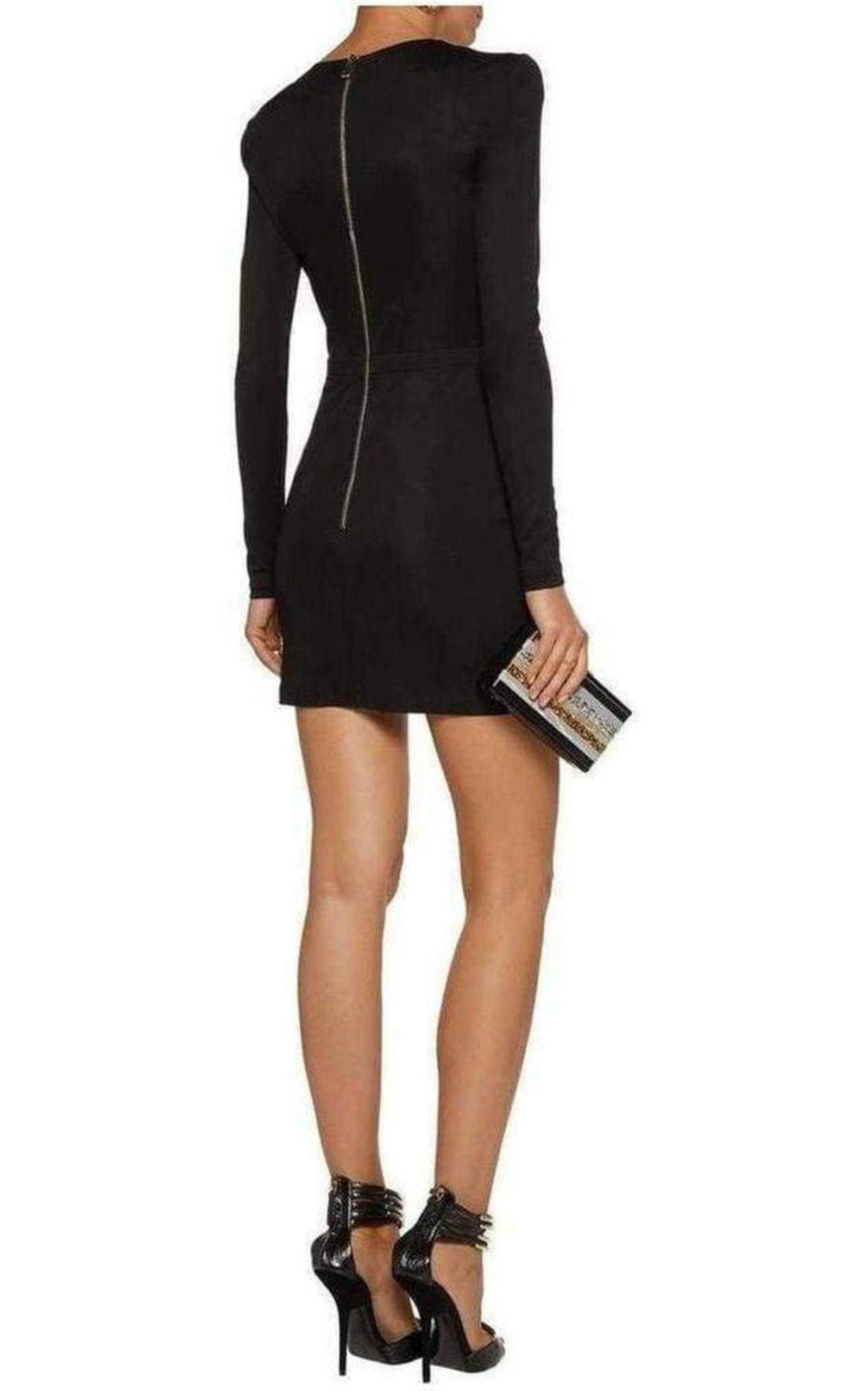 Black Voile Draped Mini Dress - 3