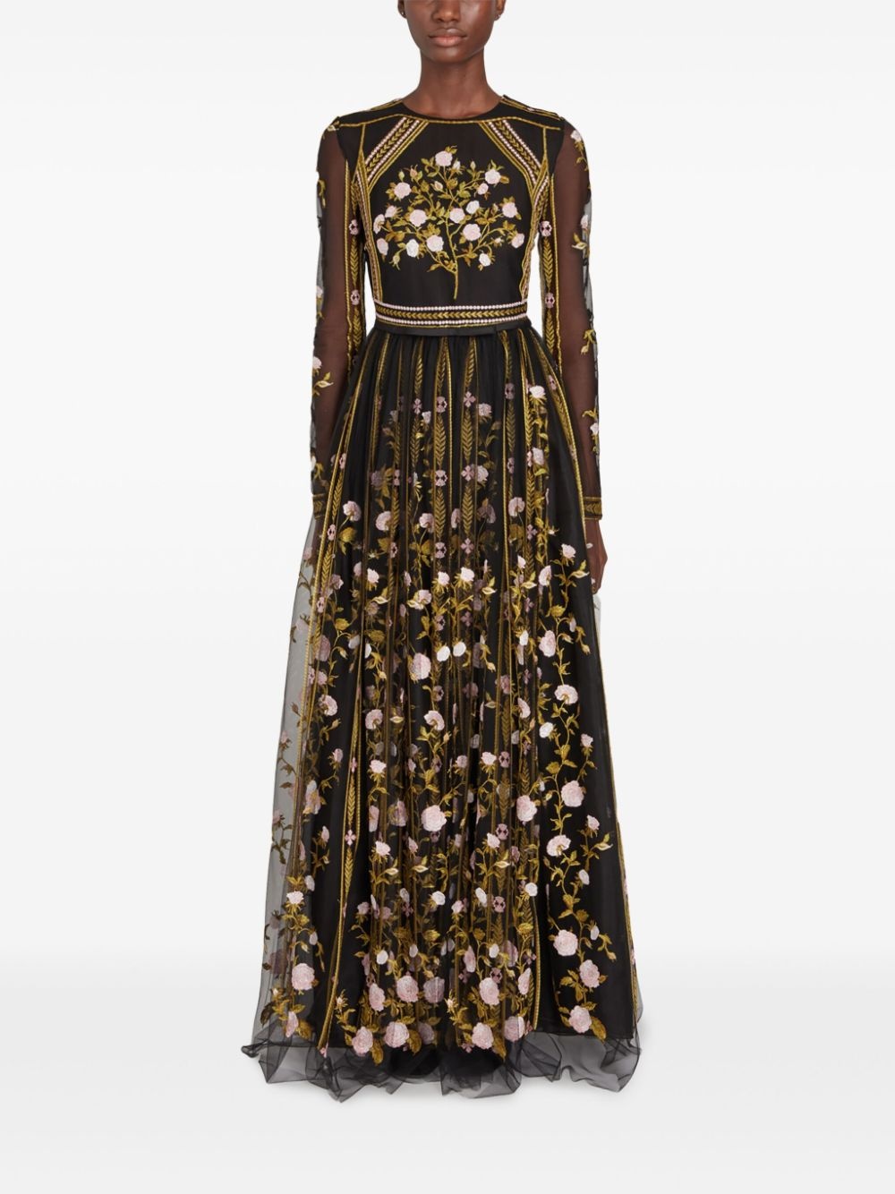 embroidery detail tulle dress - 2