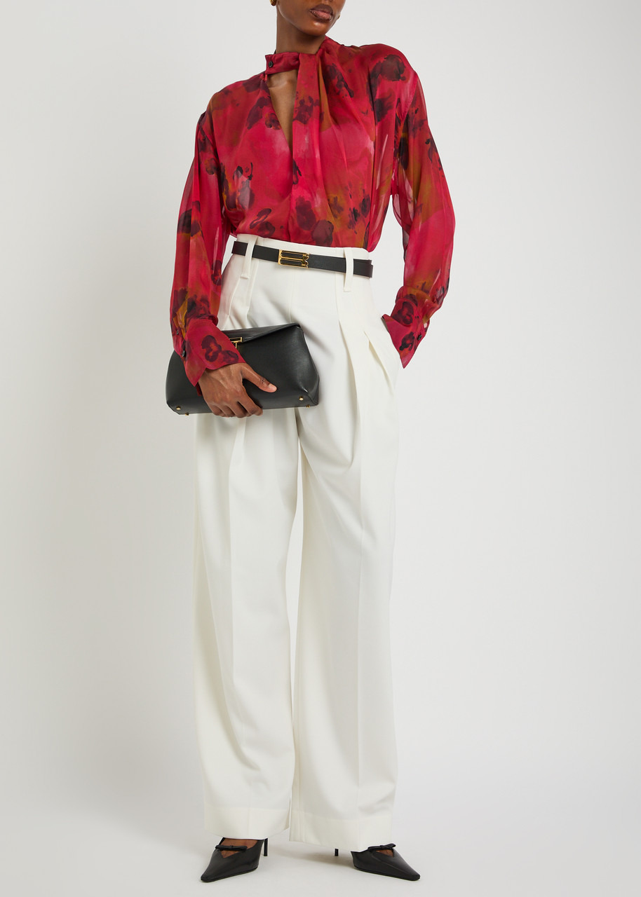 Victoria Beckham Draped Floral Silk-chiffon Blouse - 4