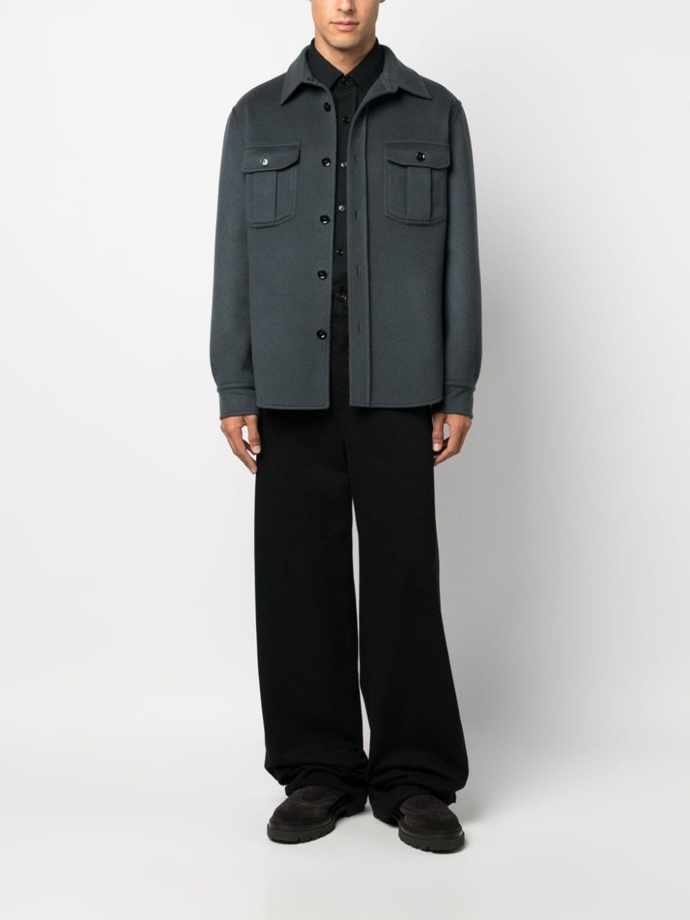spread-collar cotton shirt - 2