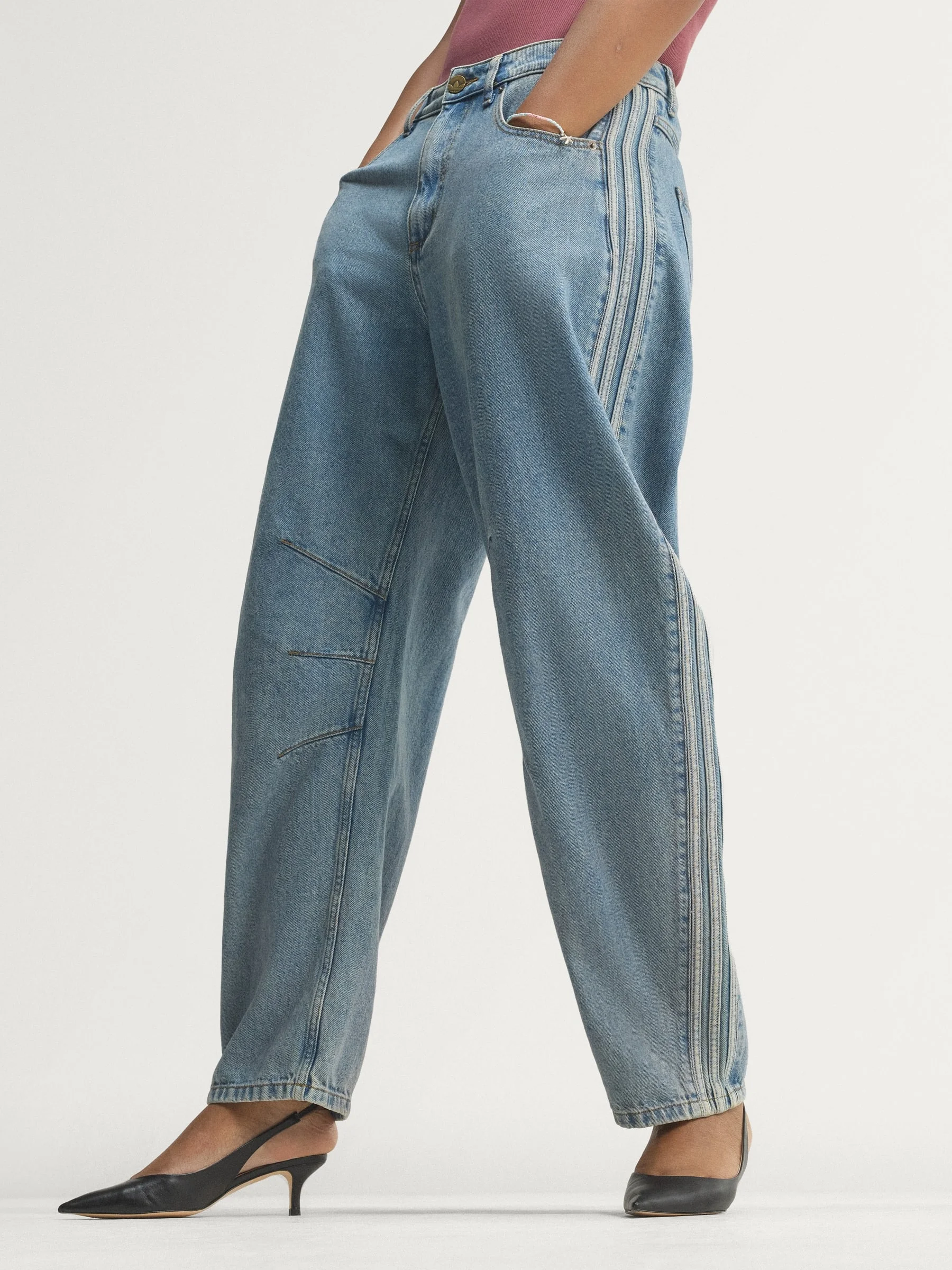 HIGH RISE BARREL LEG DENIM PANT - 1