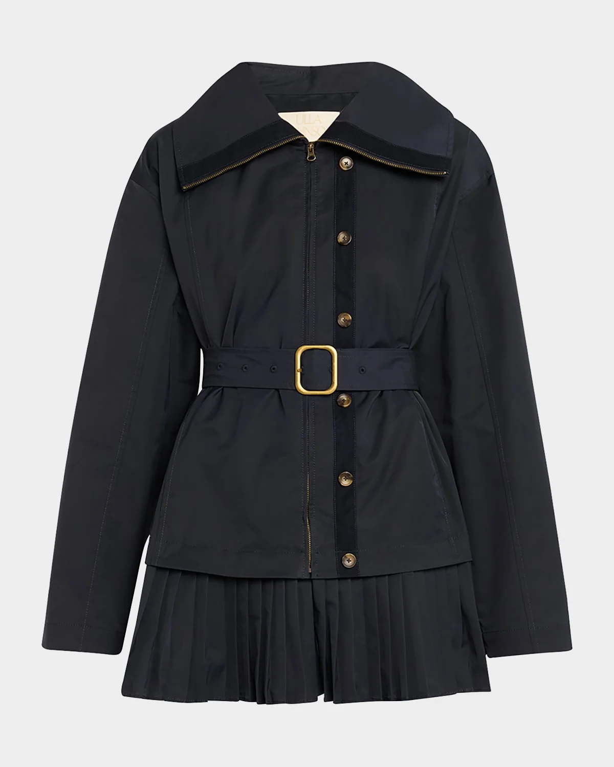 Lison Belted Jacket with Pleated Hem - 1