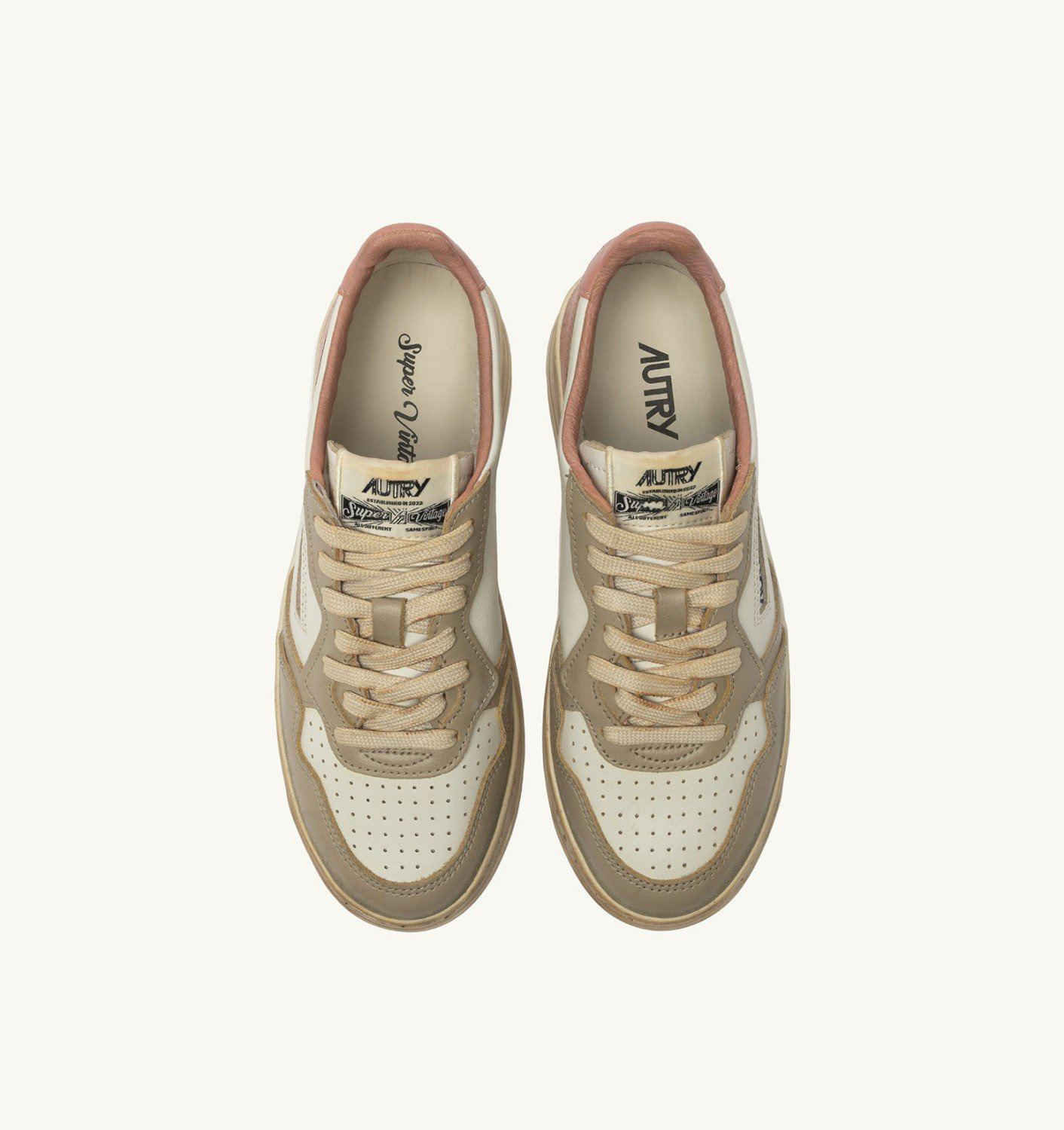 MEDALIST LOW SNEAKERS SUPER VINTAGE IN WHITE CAMEO BROWN AND SAFARI LEATHER - 5