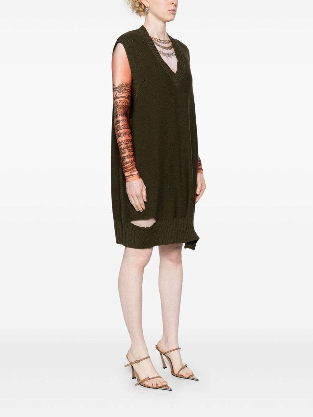 sleeveless knitted minidress - 3