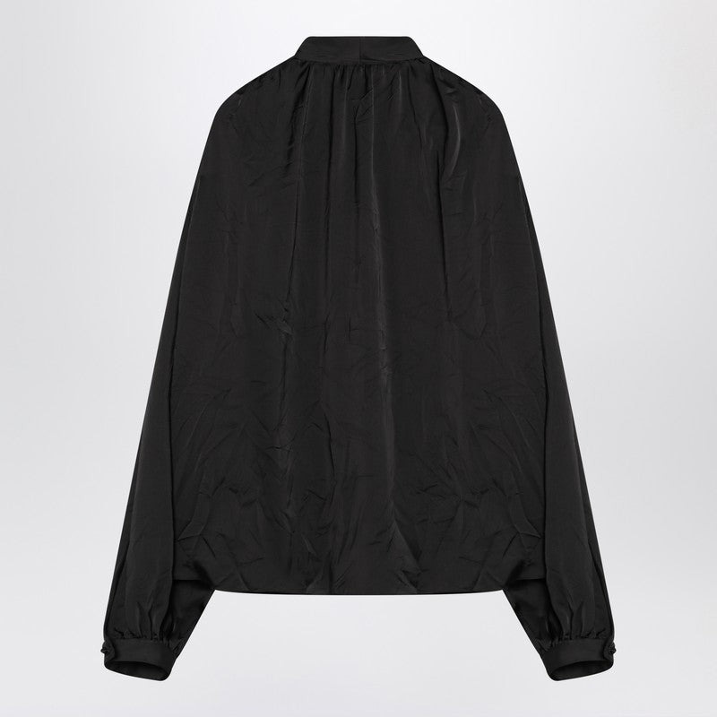 Balenciaga Black Satin Blouse With Bow Women - 2