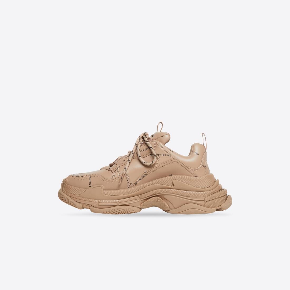 Men's Triple S Sneaker Allover Logo in Beige - 4