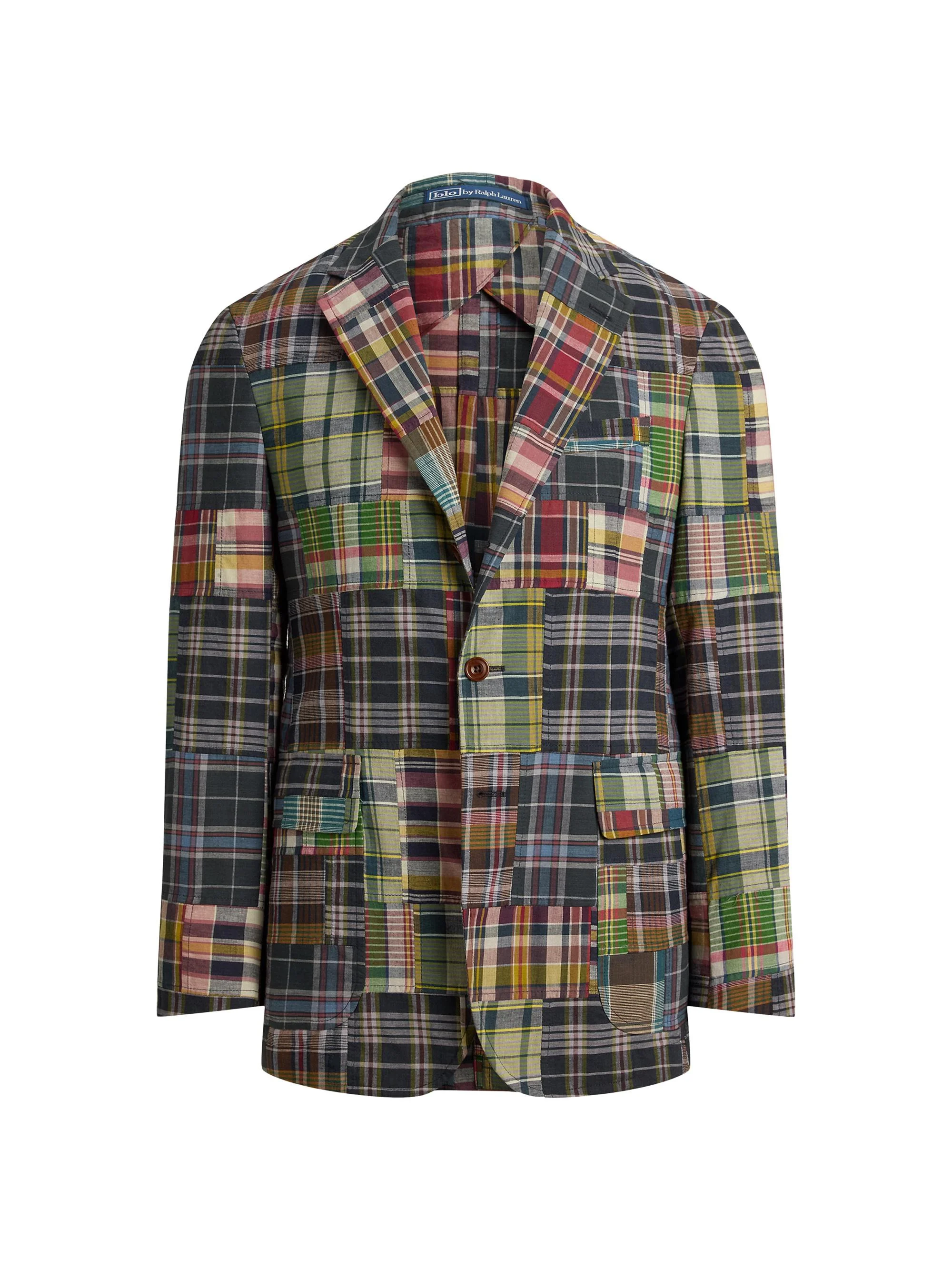 Men's Checked Patchwork Cotton Blazer - Patchwork - 1