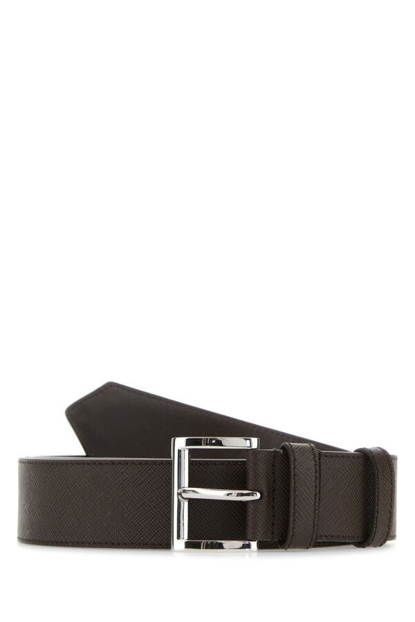 Prada Prada Men Chocolate Leather Belt | luosophy | REVERSIBLE