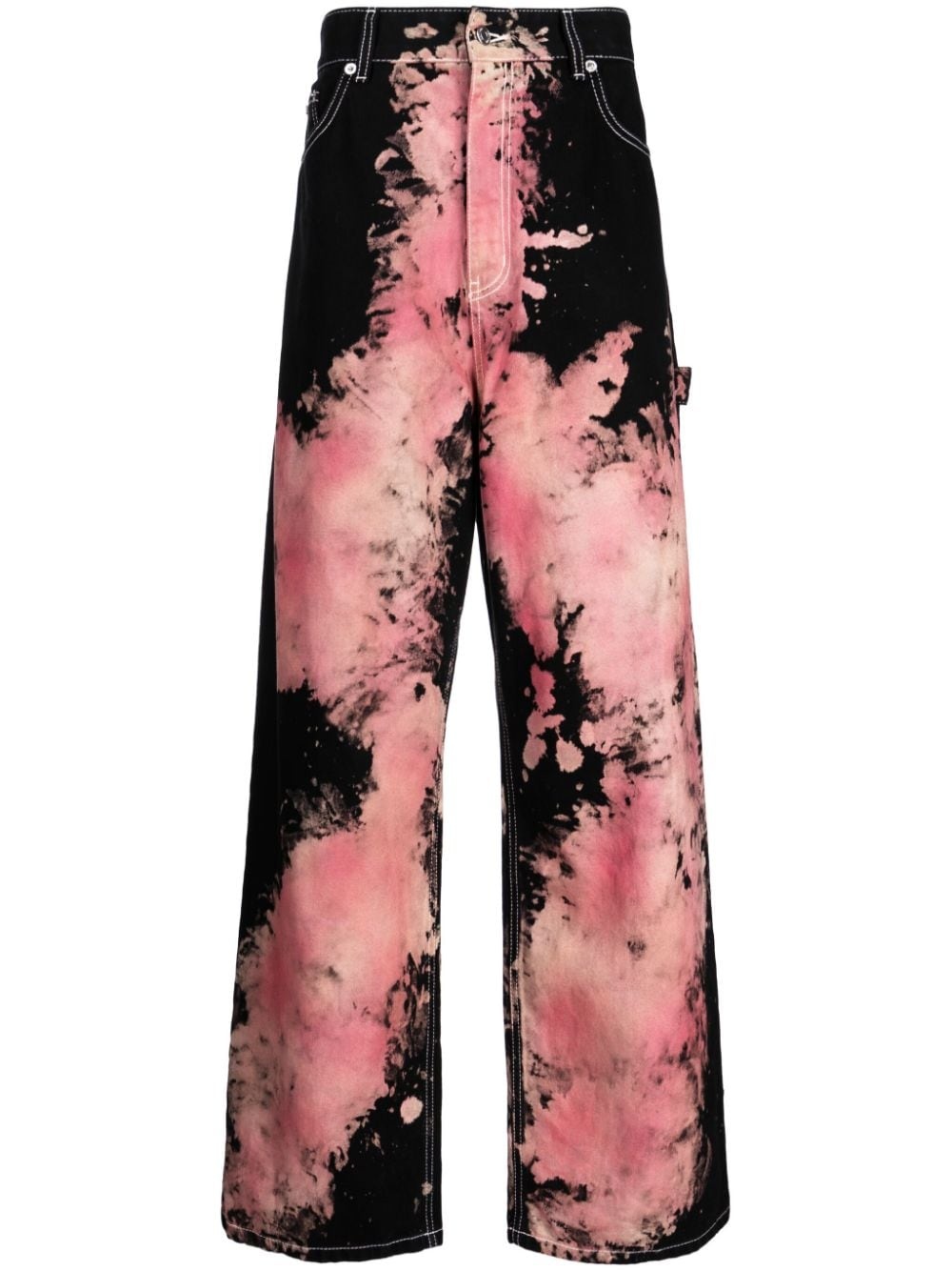 tie-dye-print wide-leg jeans - 1