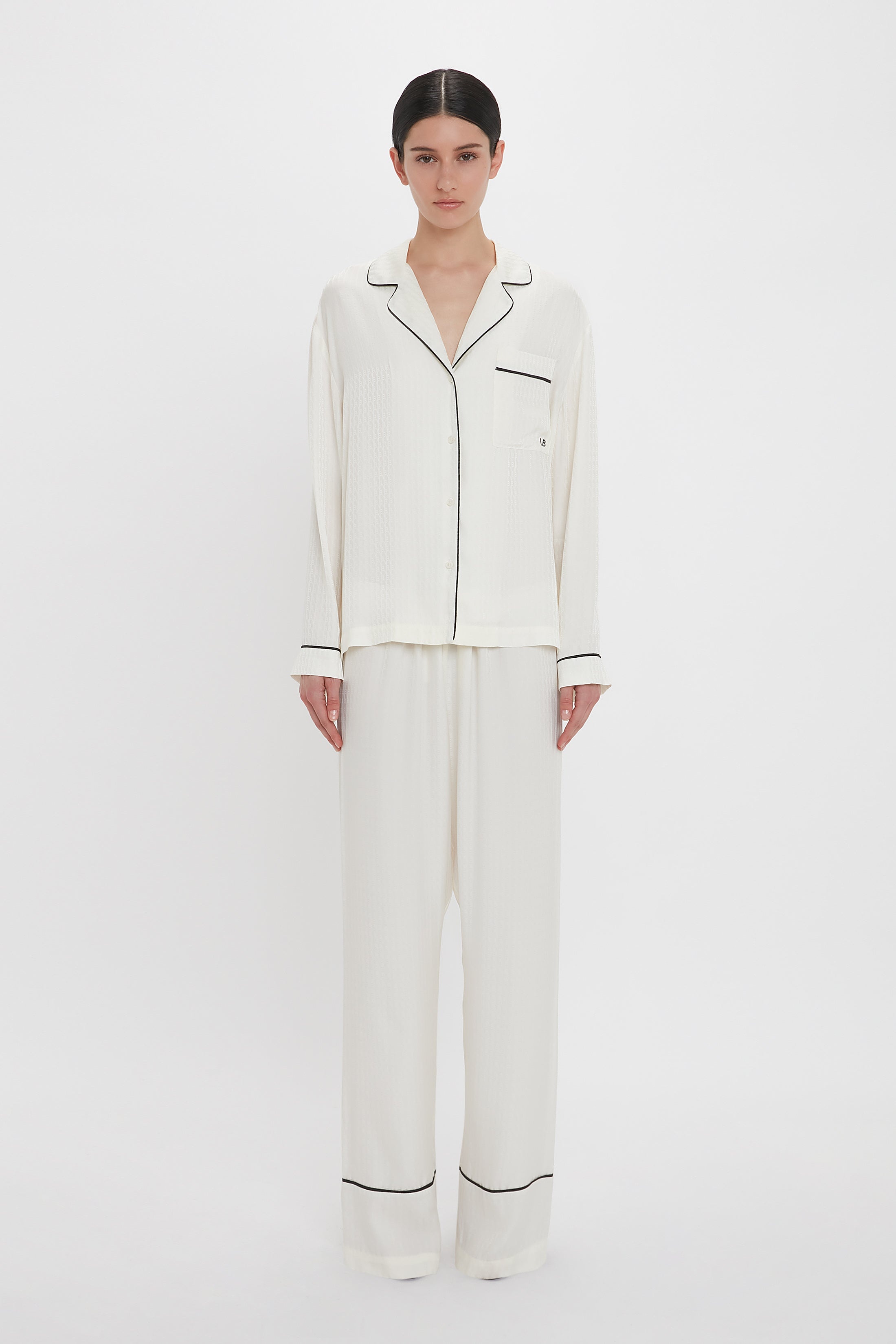 VB Monogram Pyjama Sleep Set In Ivory - 2