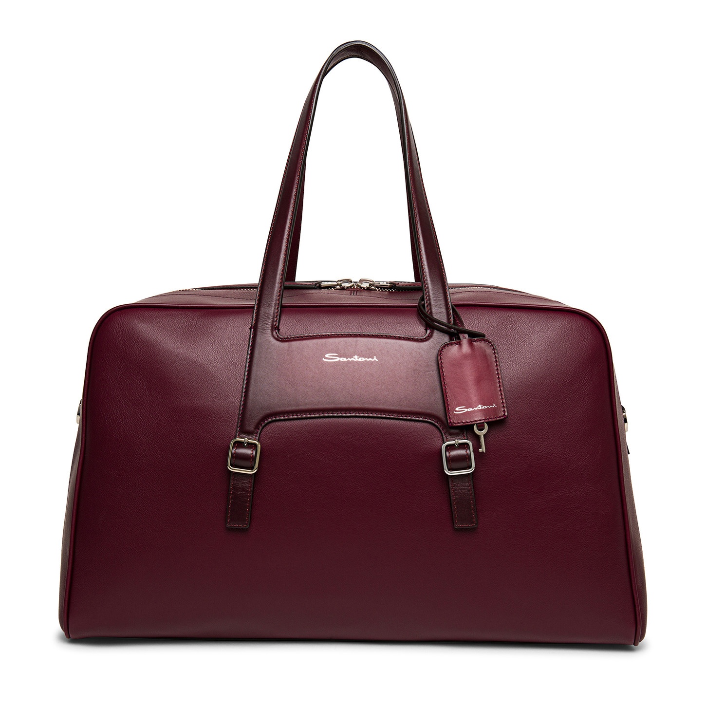 Burgundy leather weekend bag - 1