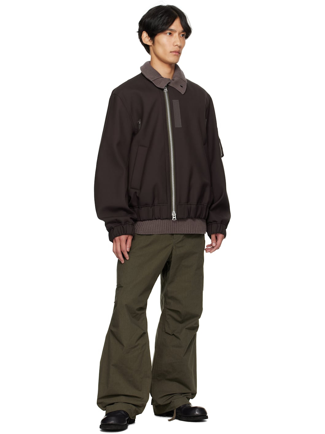Brown Suiting Blouson Bomber Jacket - 4