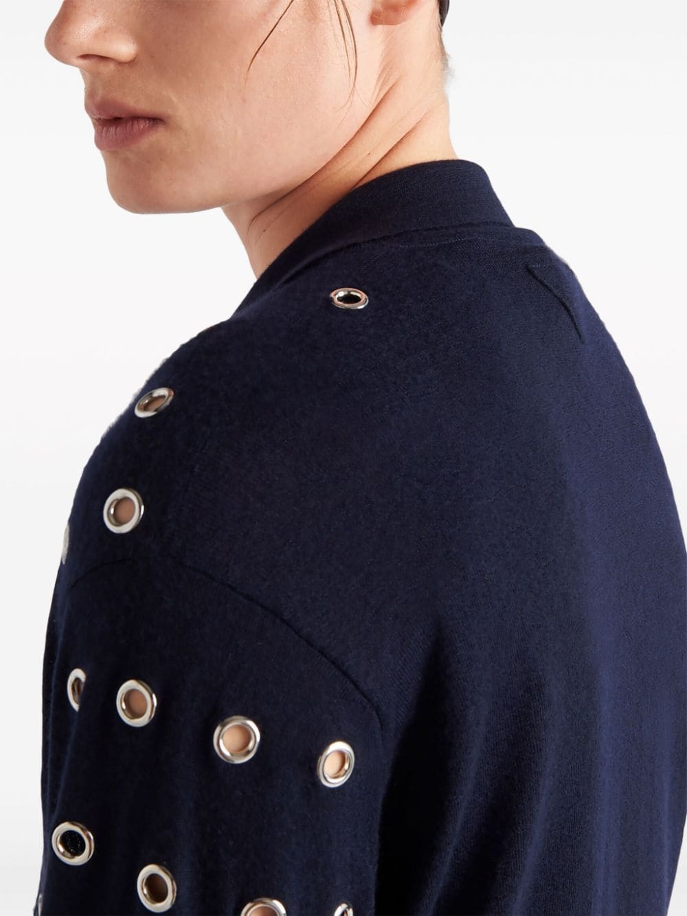 eyelet-detailed knitted polo shirt - 5