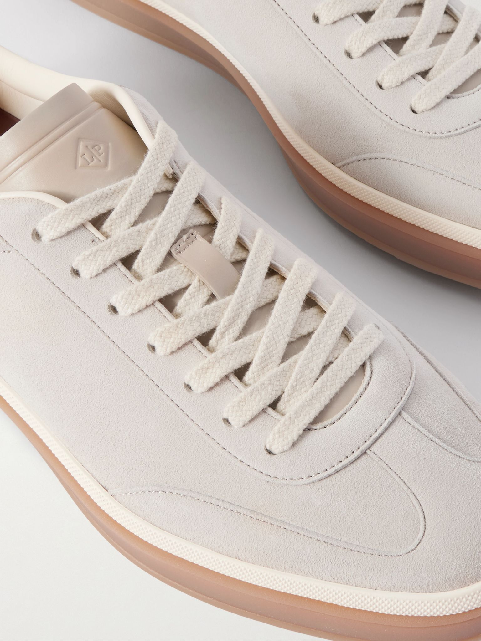 Tennis Walk Leather-Trimmed Suede Sneakers Gray - 5