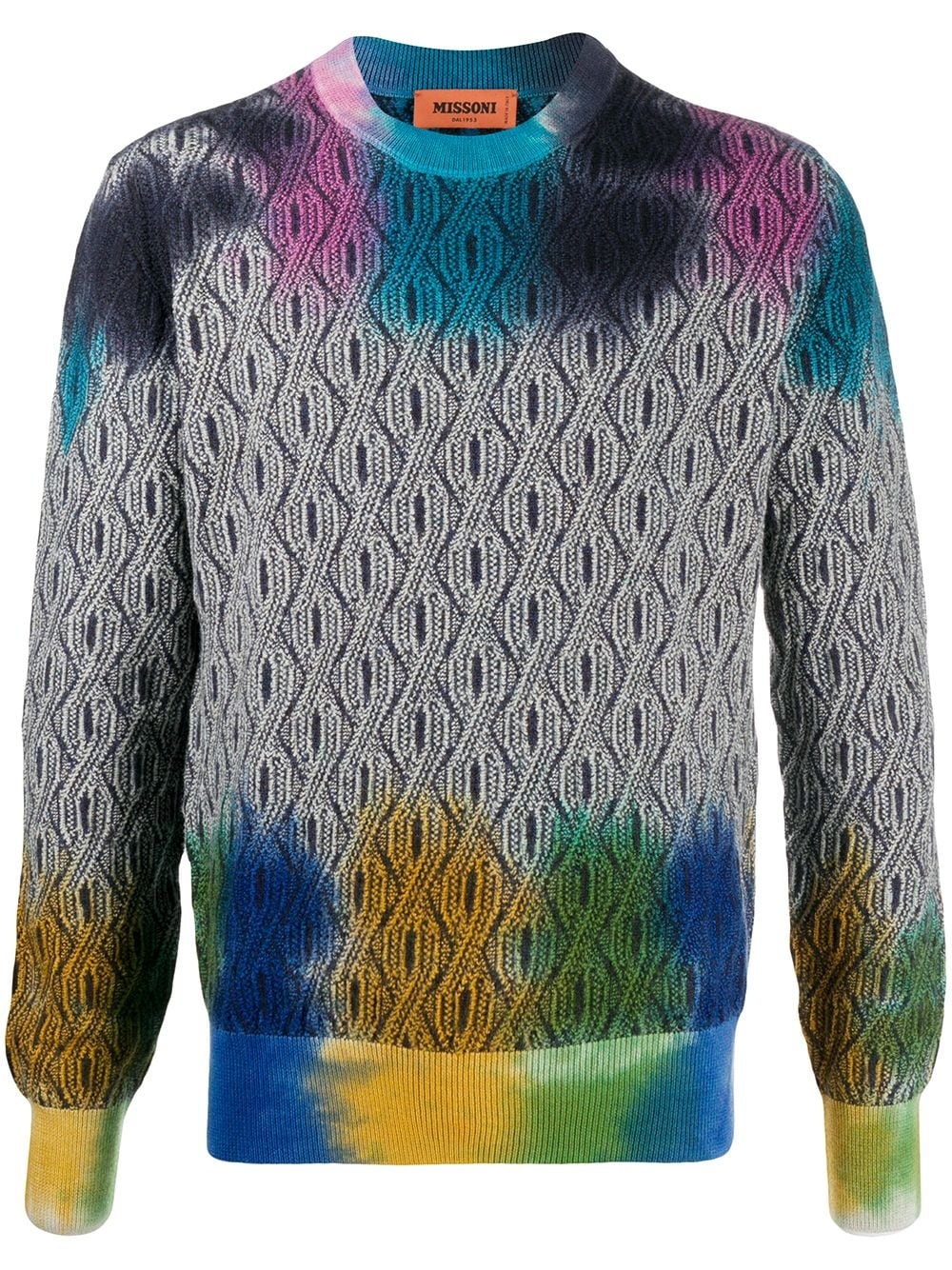 tie-dye cable knit jumper - 1