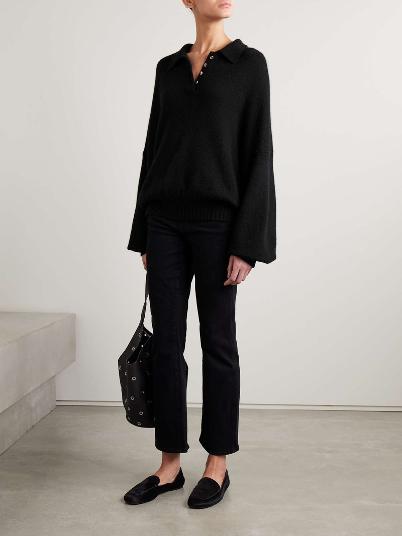 KHAITE Rene oversized cashmere polo sweater Black outlook
