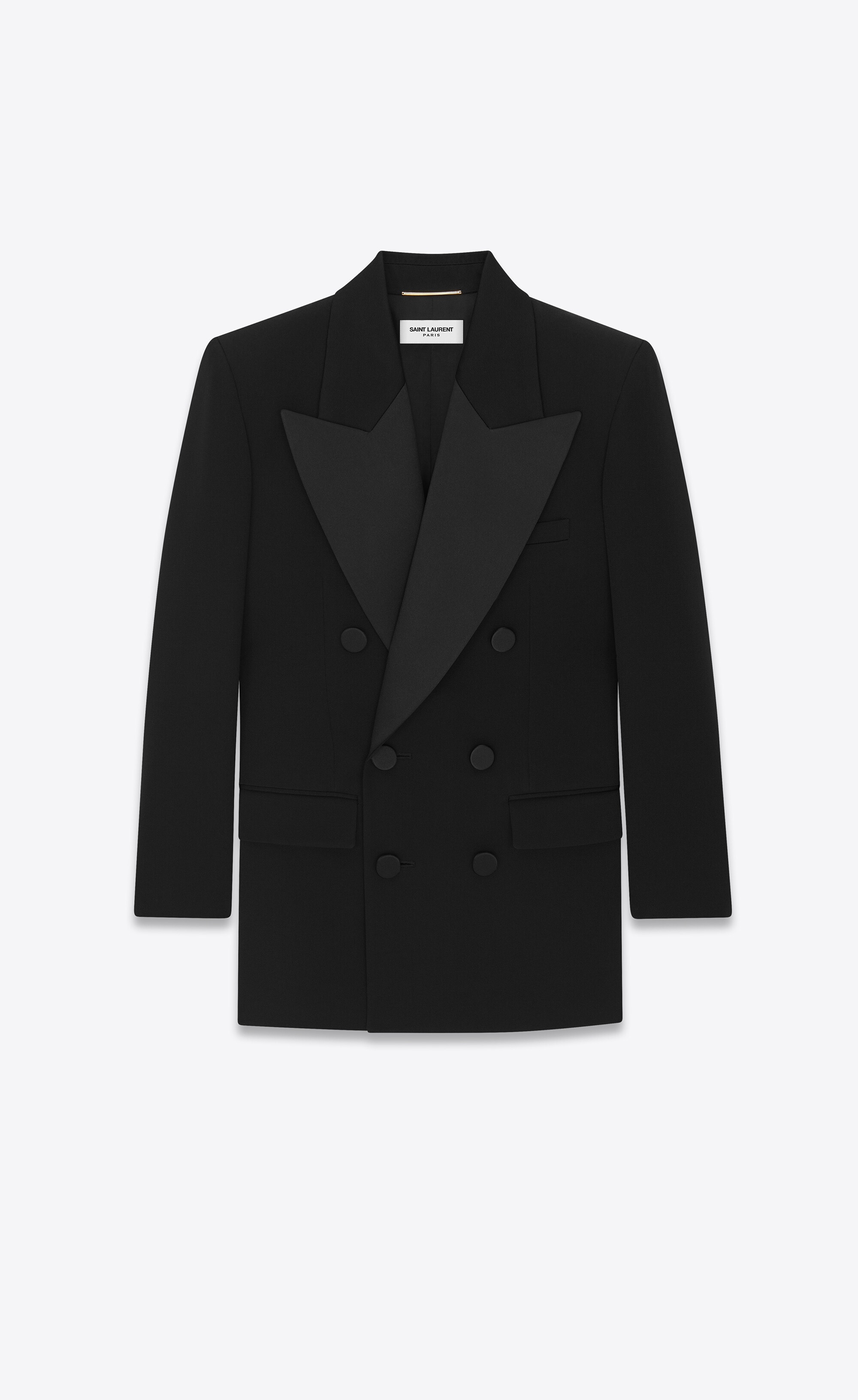 double-breasted tuxedo jacket in grain de poudre - 1