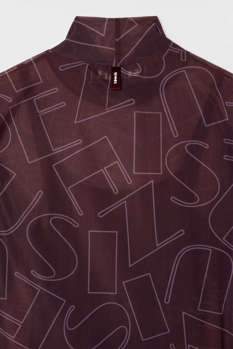 HIGHNECK LONGSLEEVE SHEER DRESS / chocolate plum 4