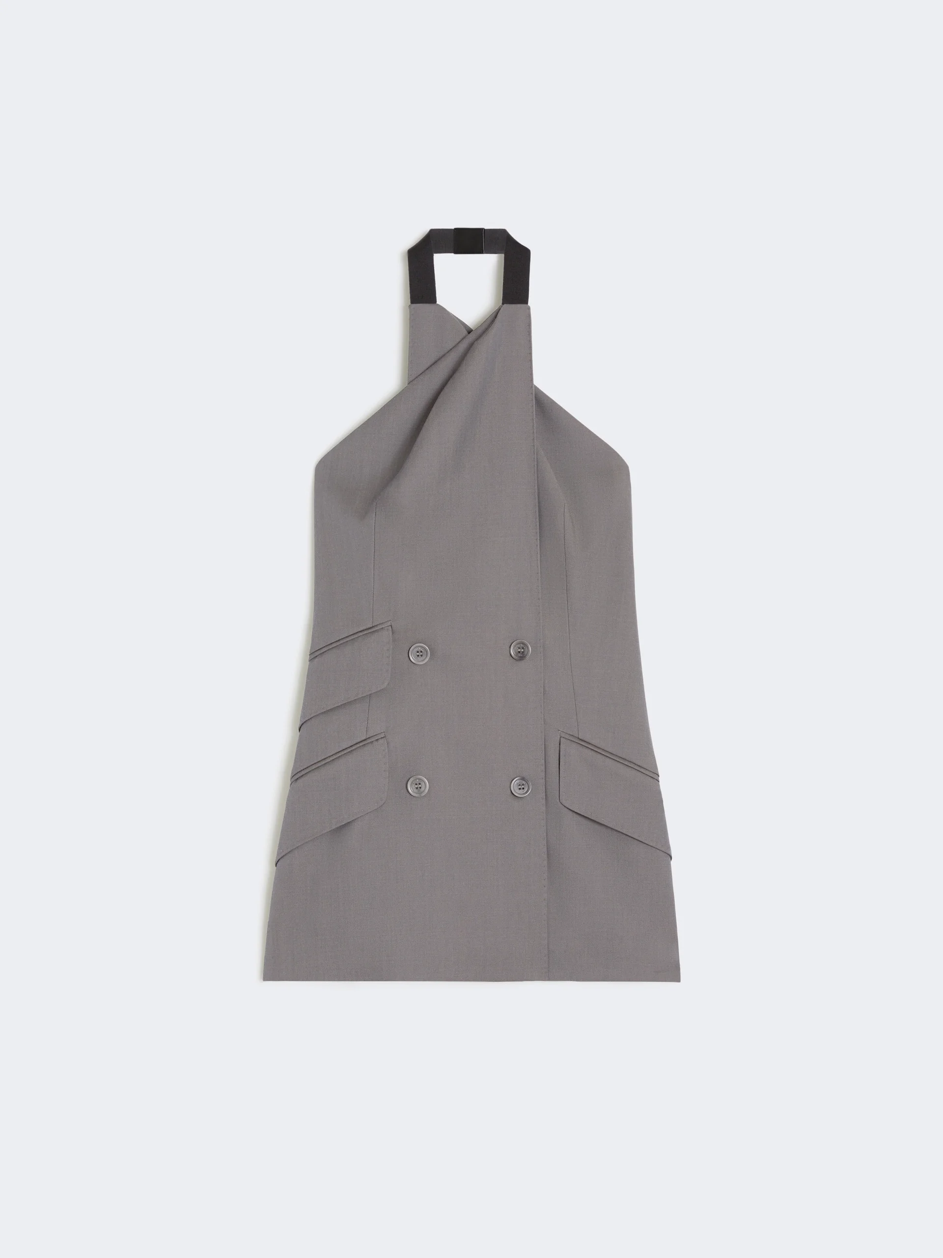 Gabardine wool sleeveless jacket - MEDIUM GREY - 1