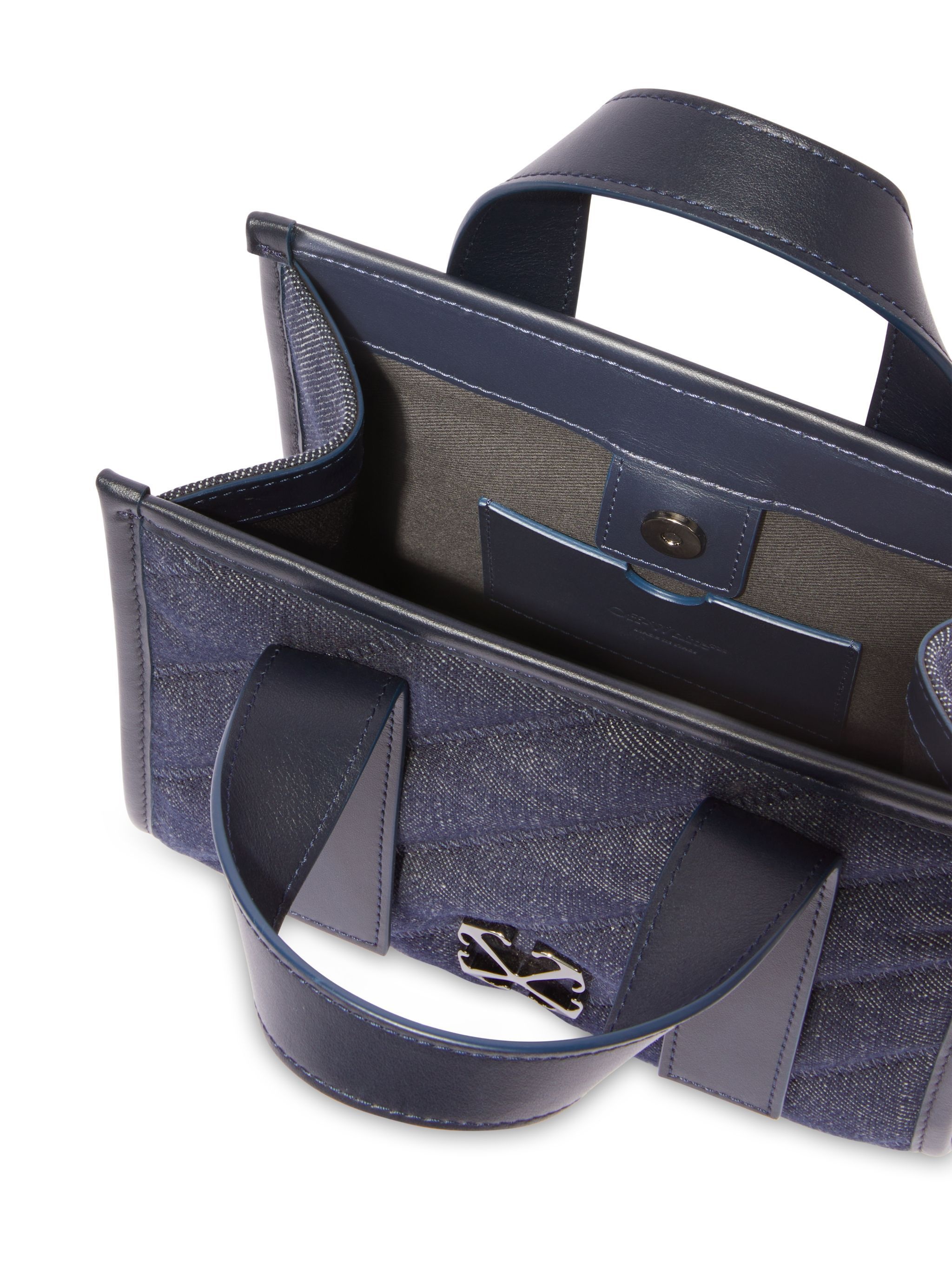 Dark Blue Quilted Denim Tote Bag - 6